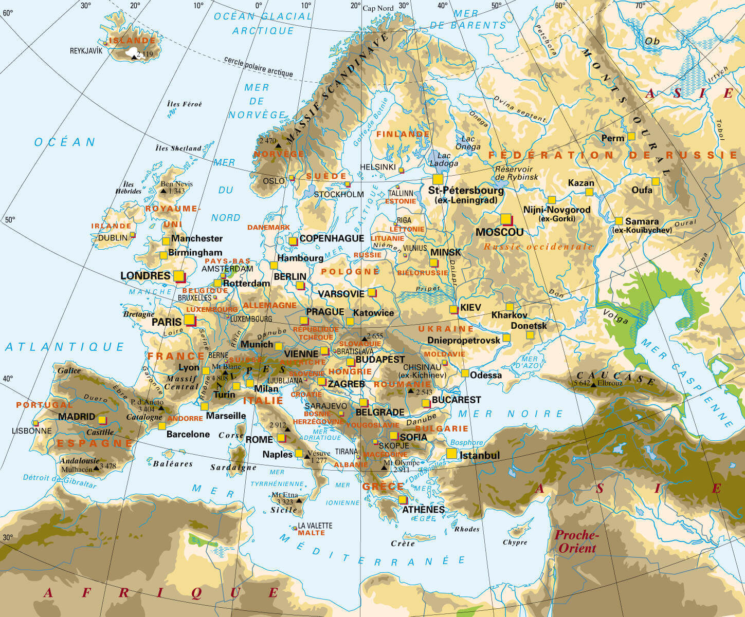 World map and Europe region