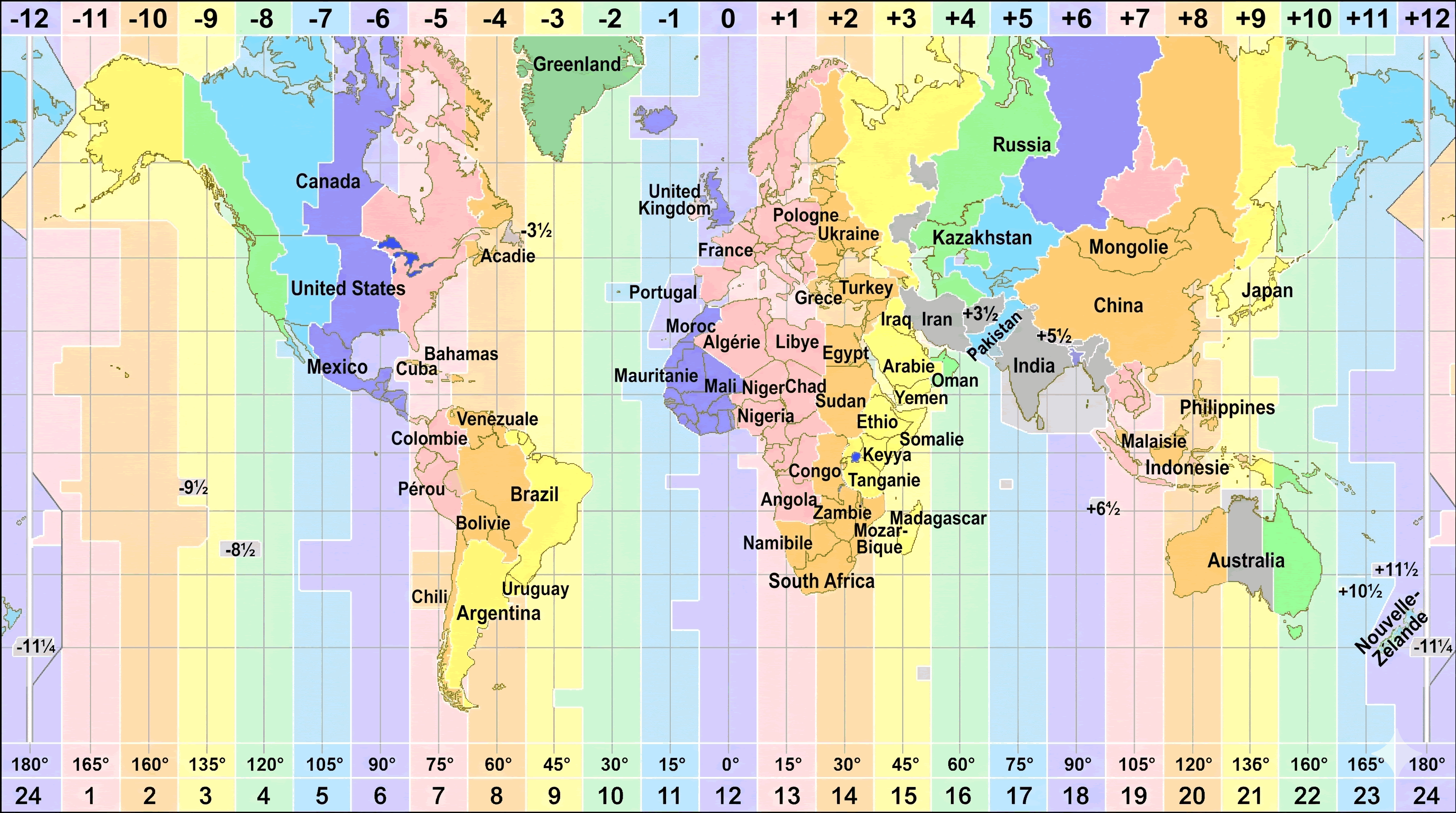World map latitude longitude grid