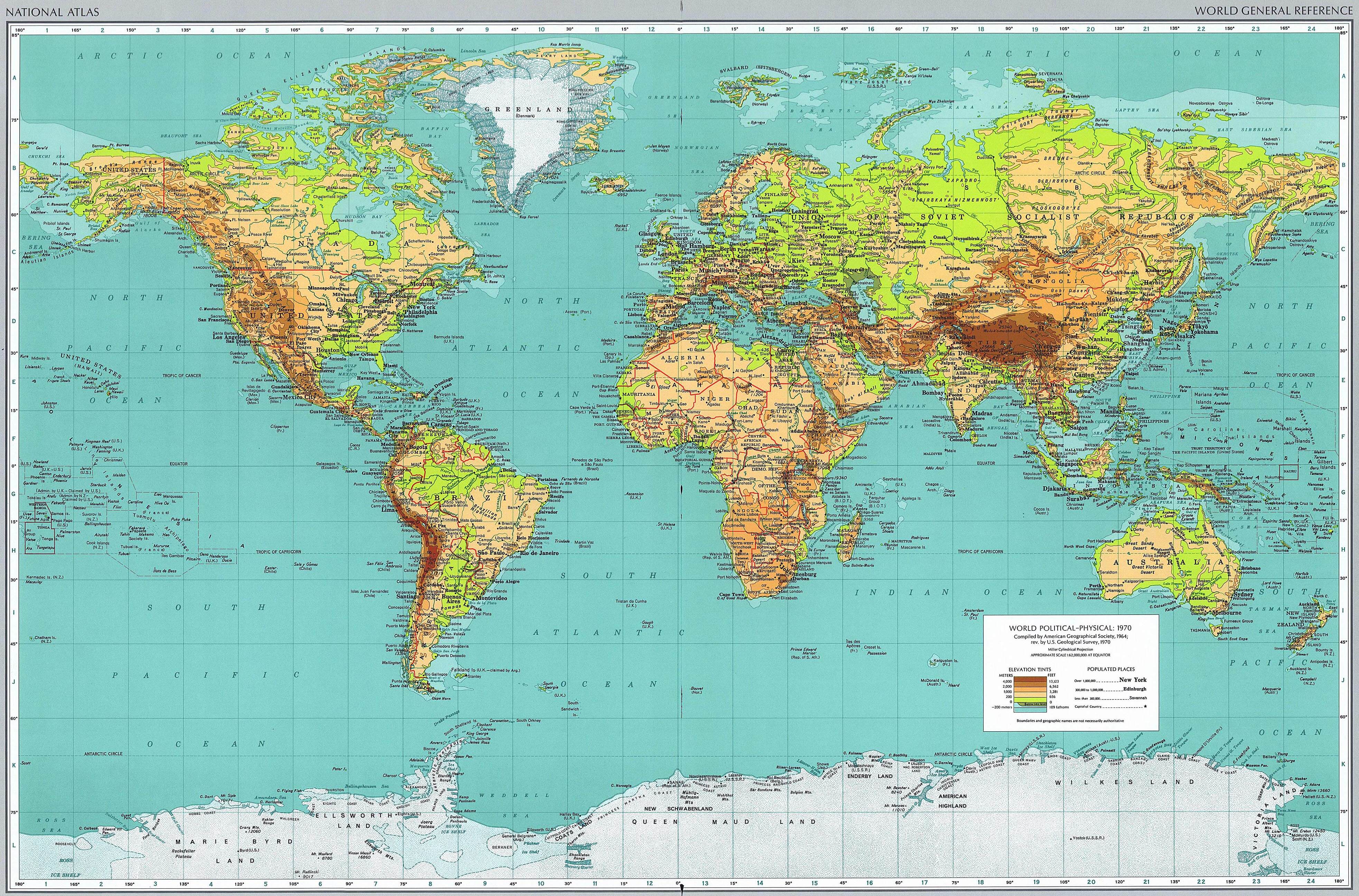 World physical map detailed