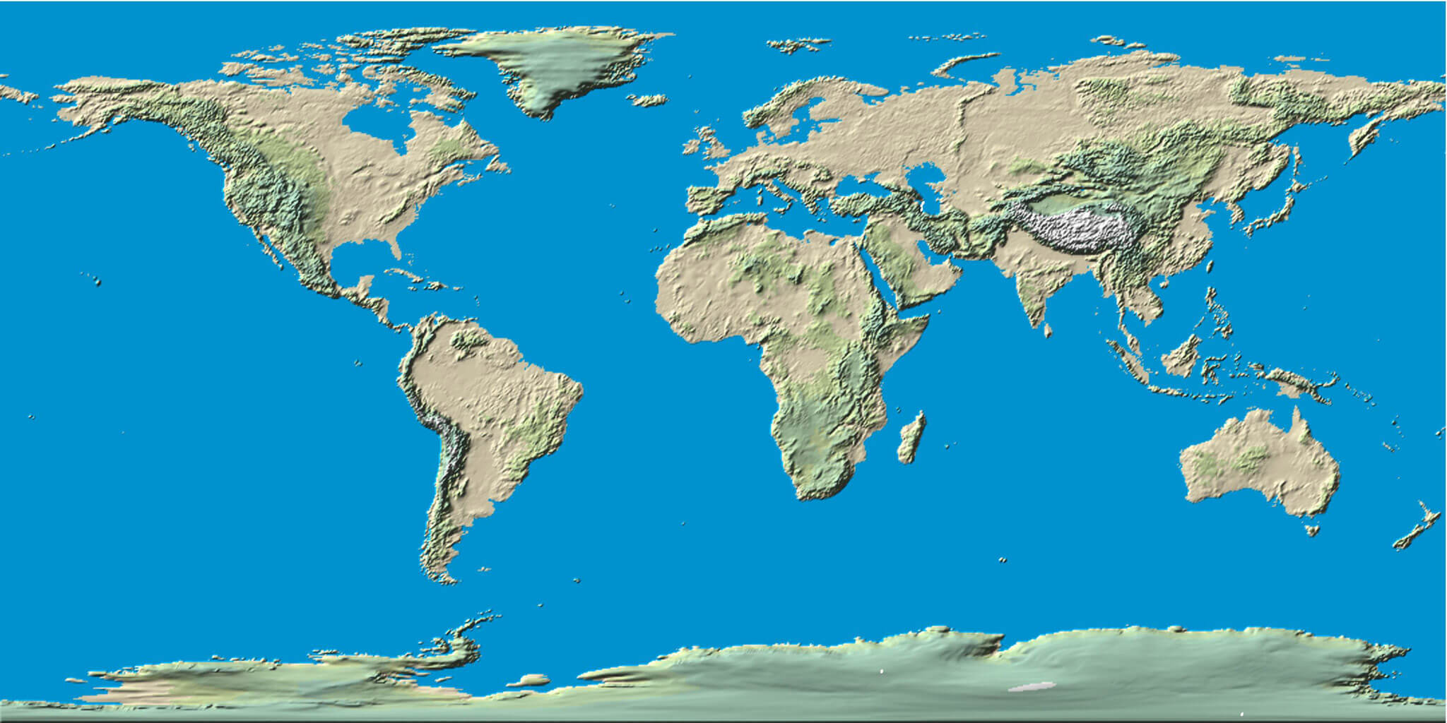 World physical relief map