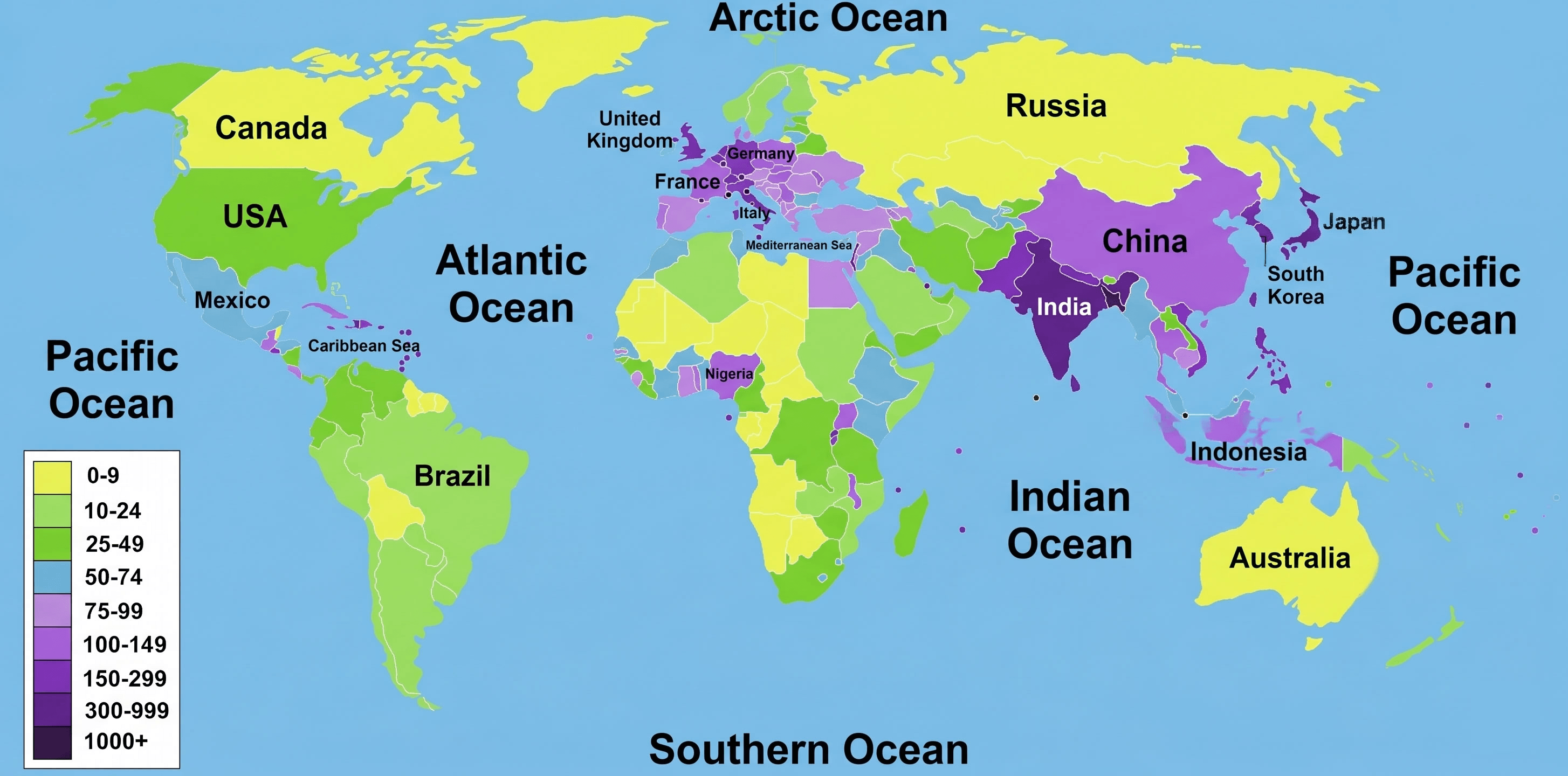 World population density map