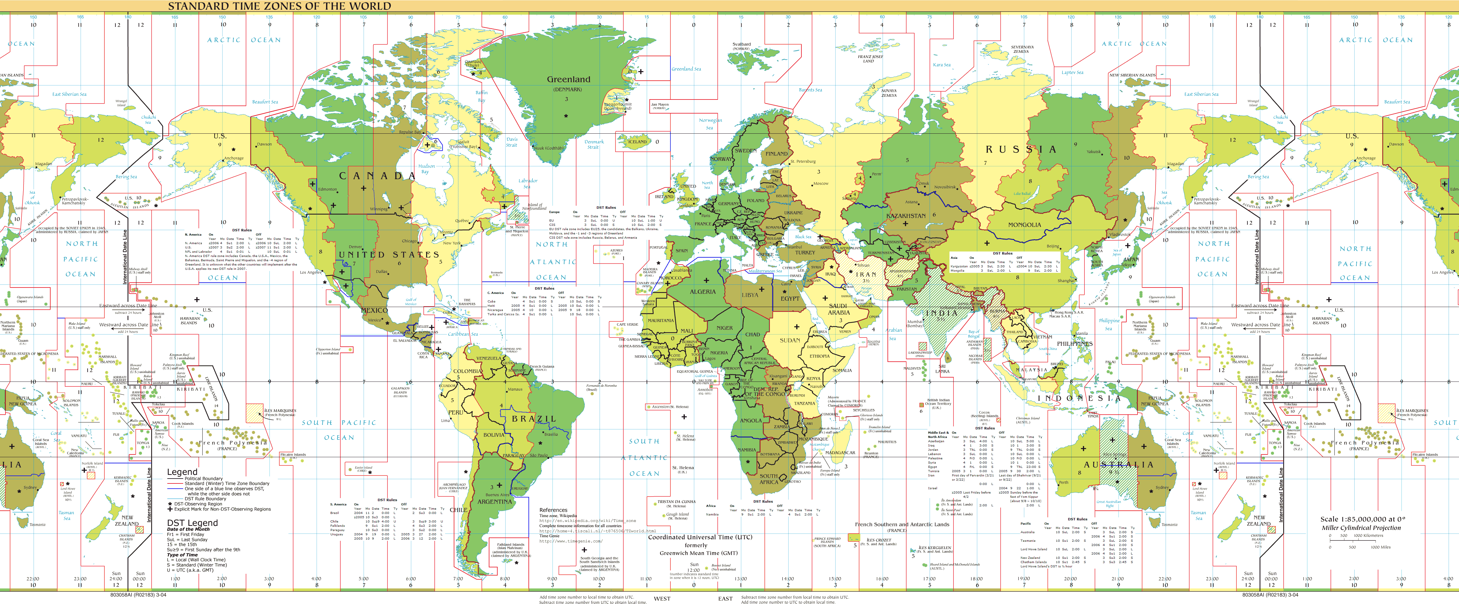 World standard time zones map