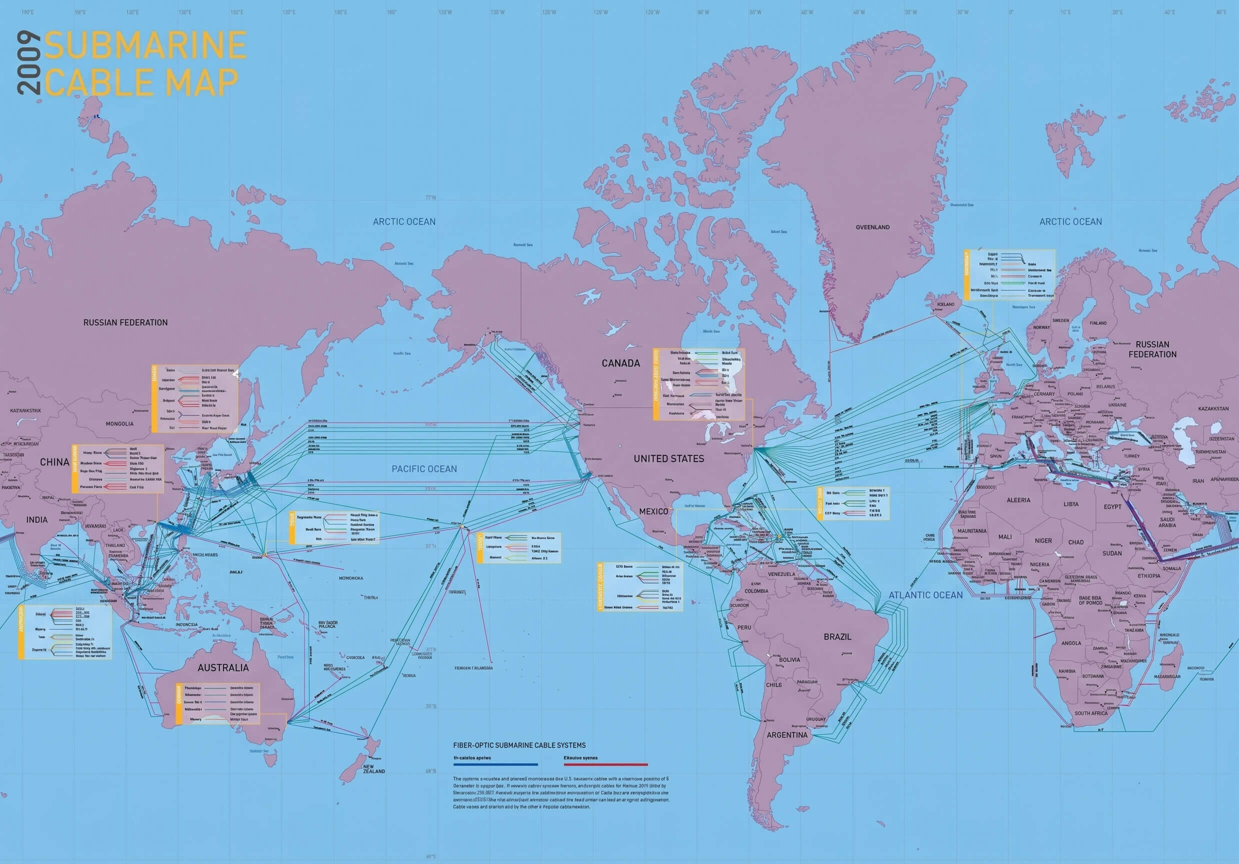 World submarine cable map