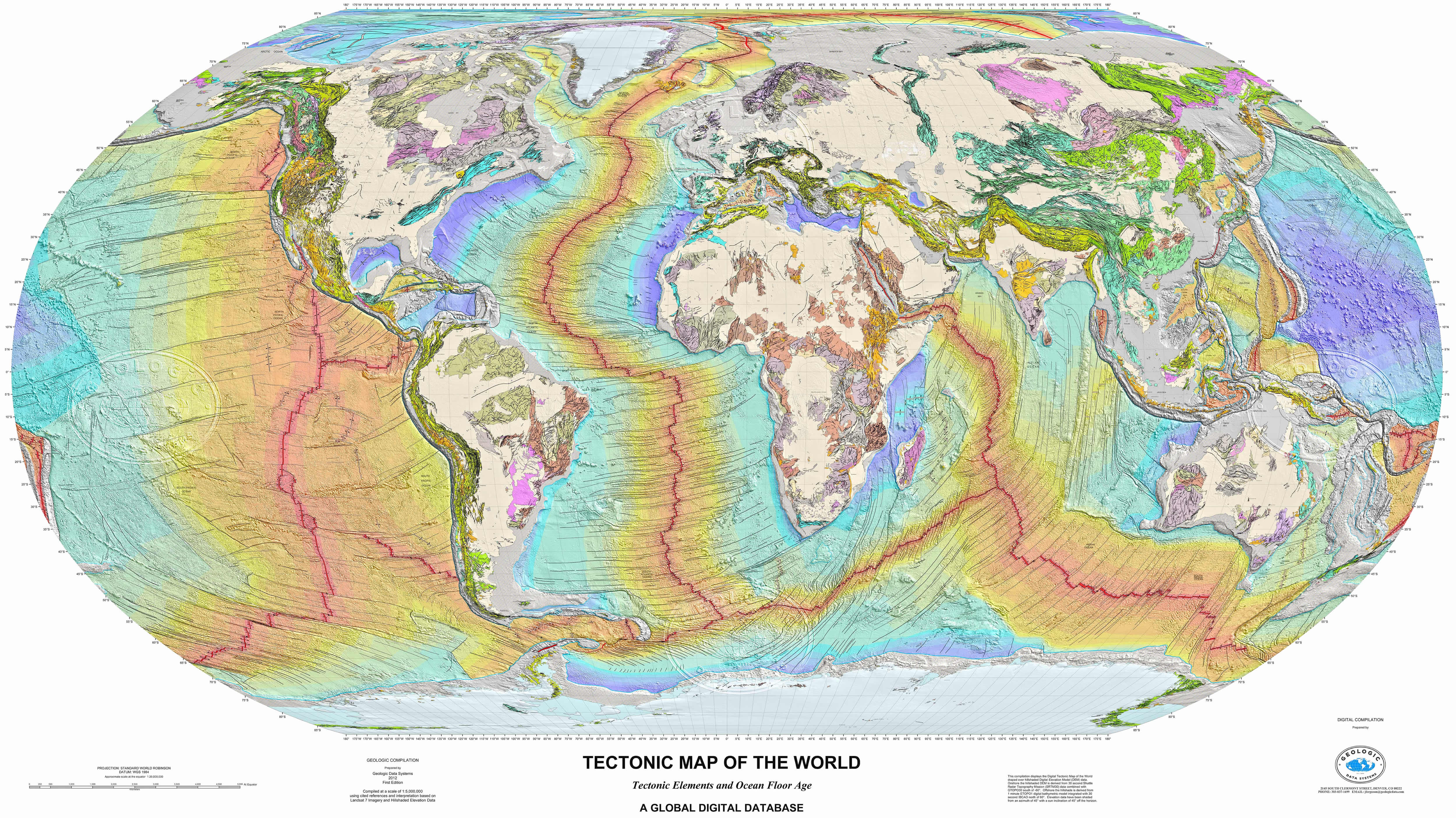 World tectonic plates map
