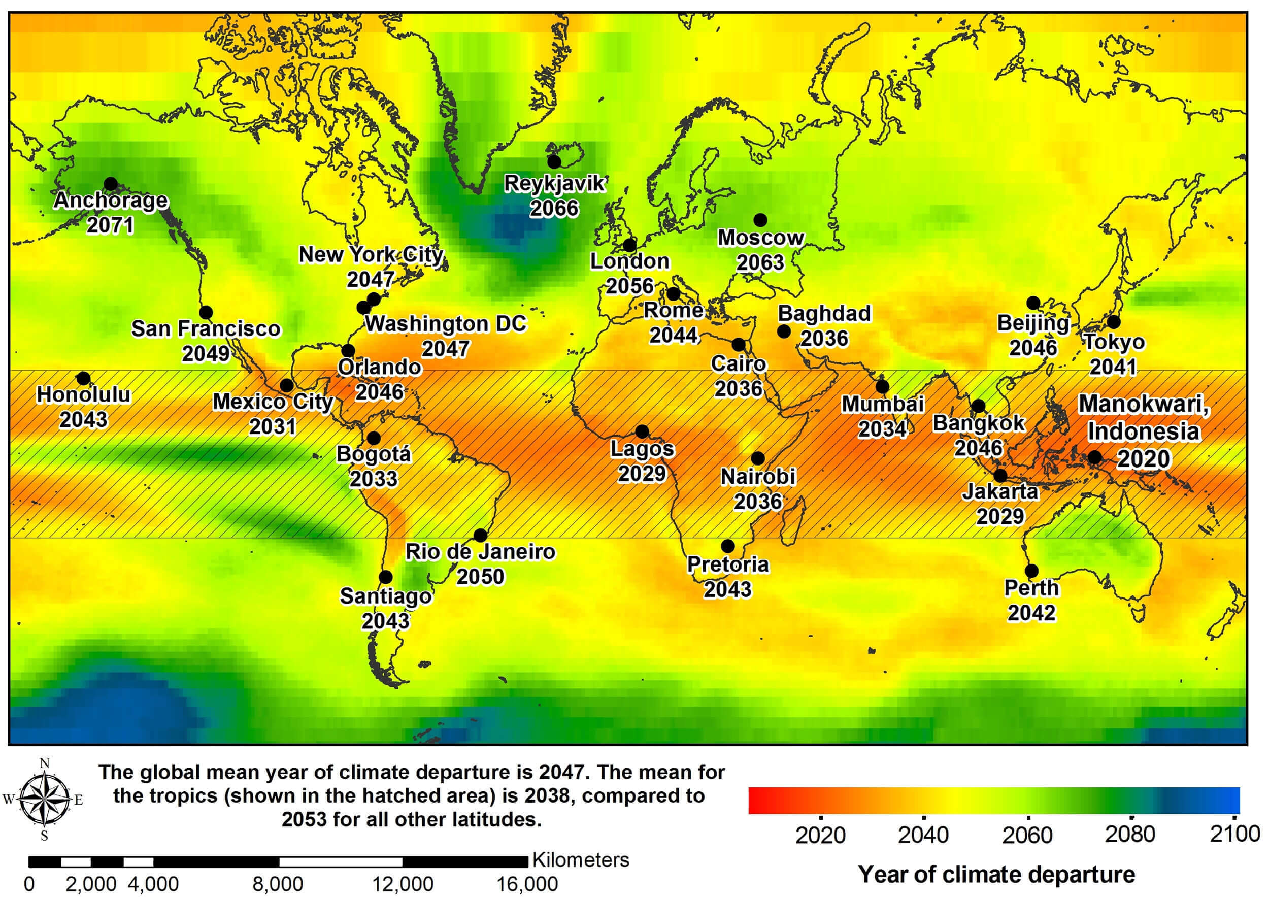 World temperature areas map