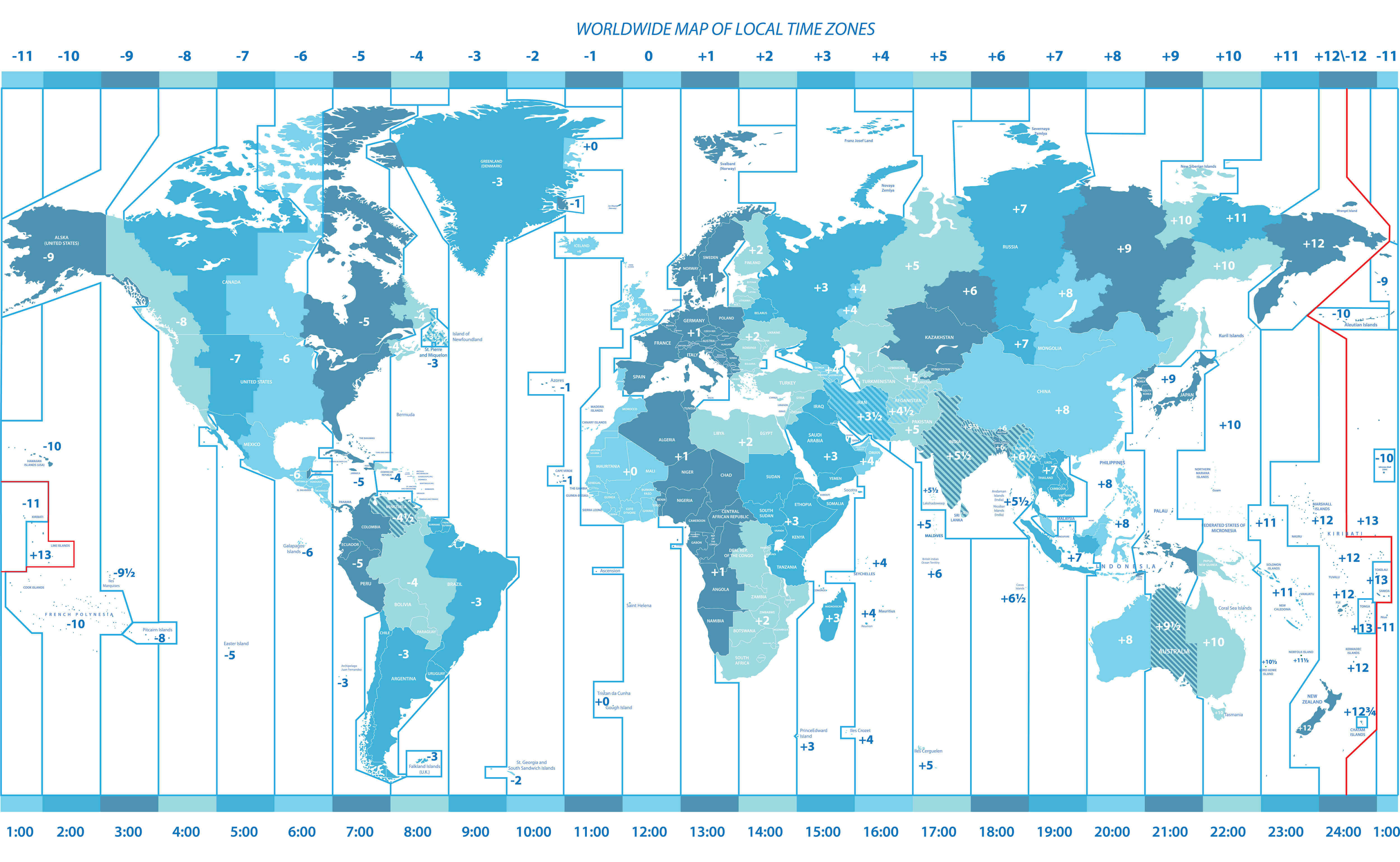 World time zones map