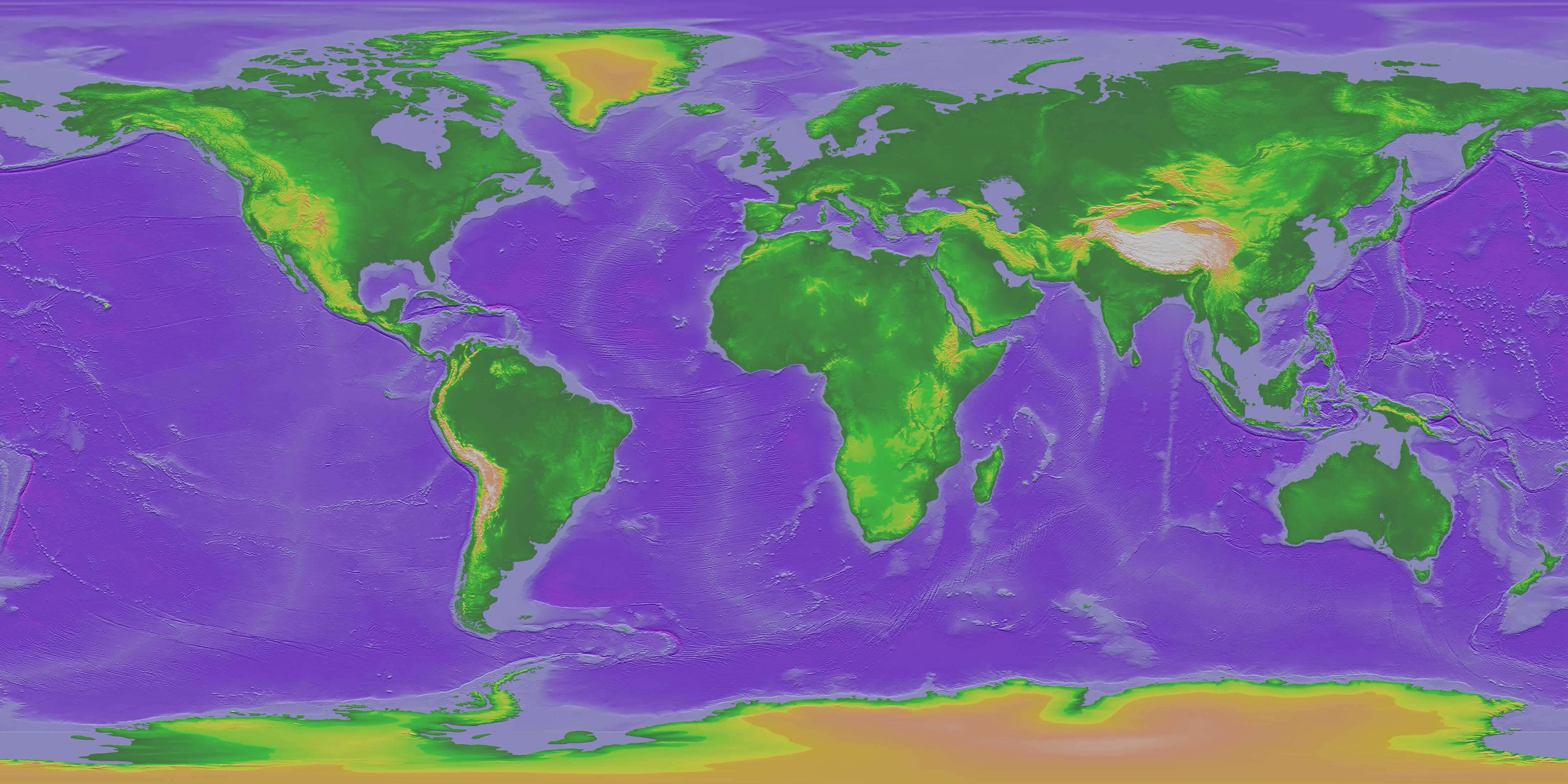 World topography bathymetry map