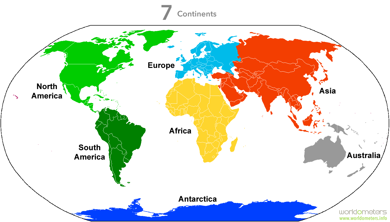 7 continents of the World map