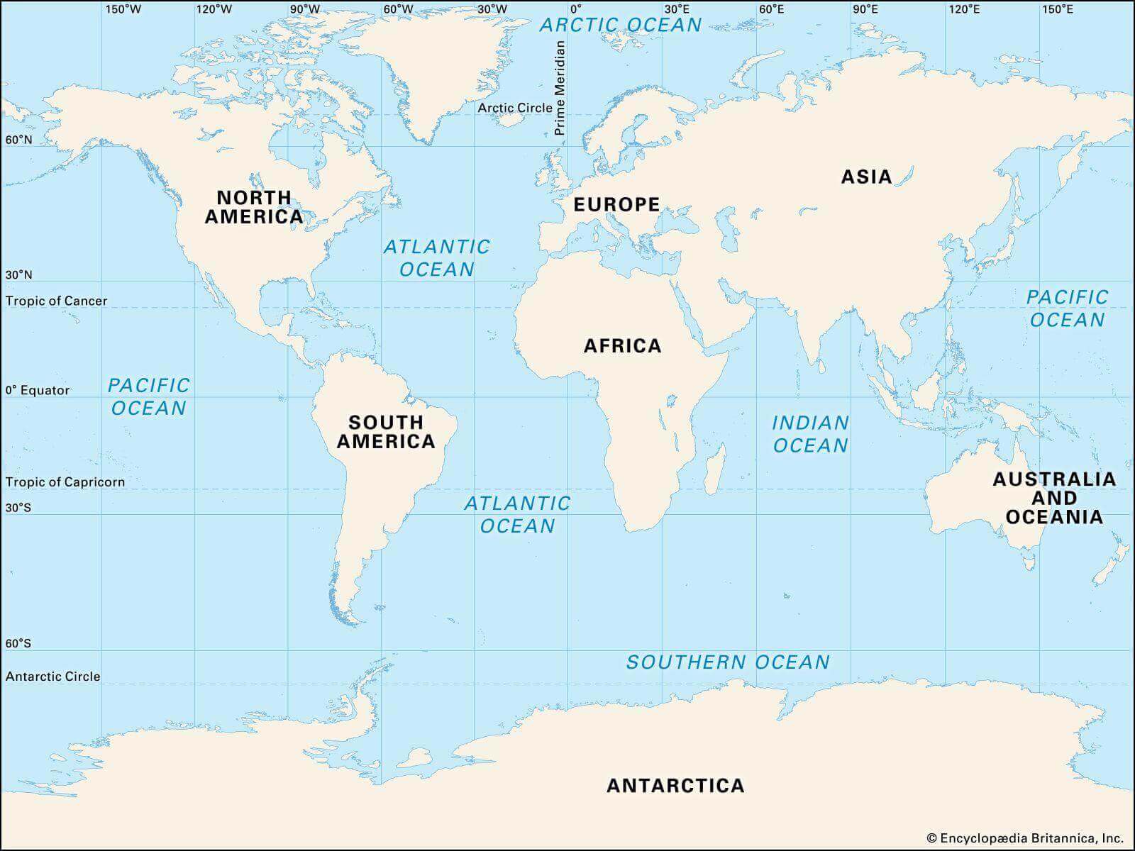 Blank continents map of the World
