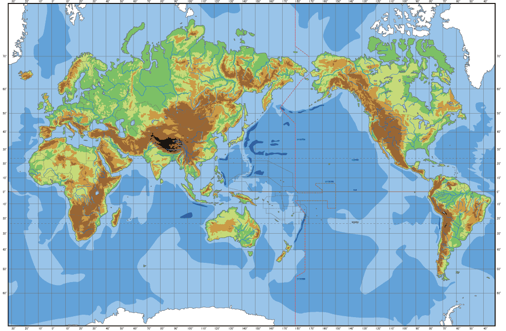 Blank physical World map