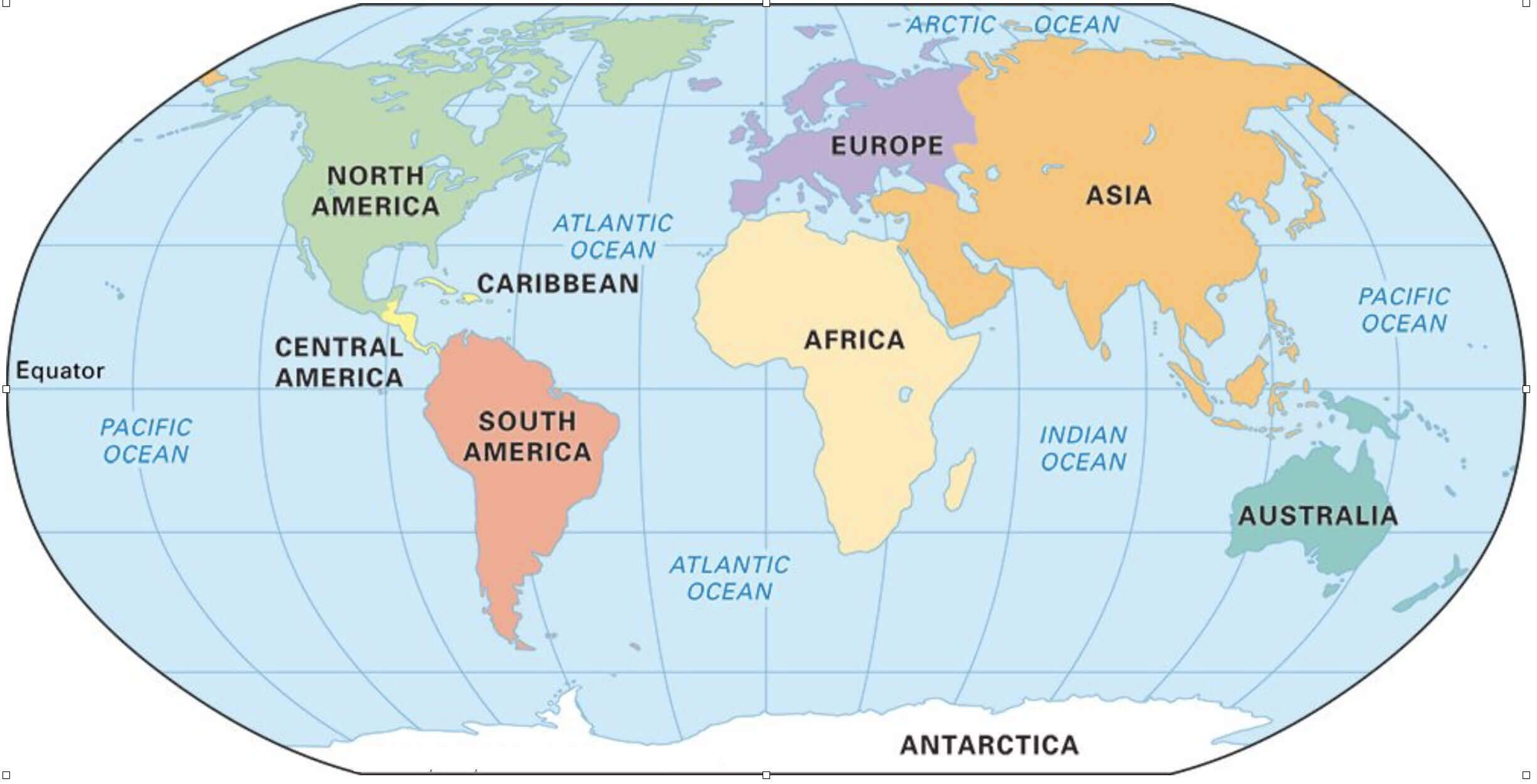 Continent map of the World