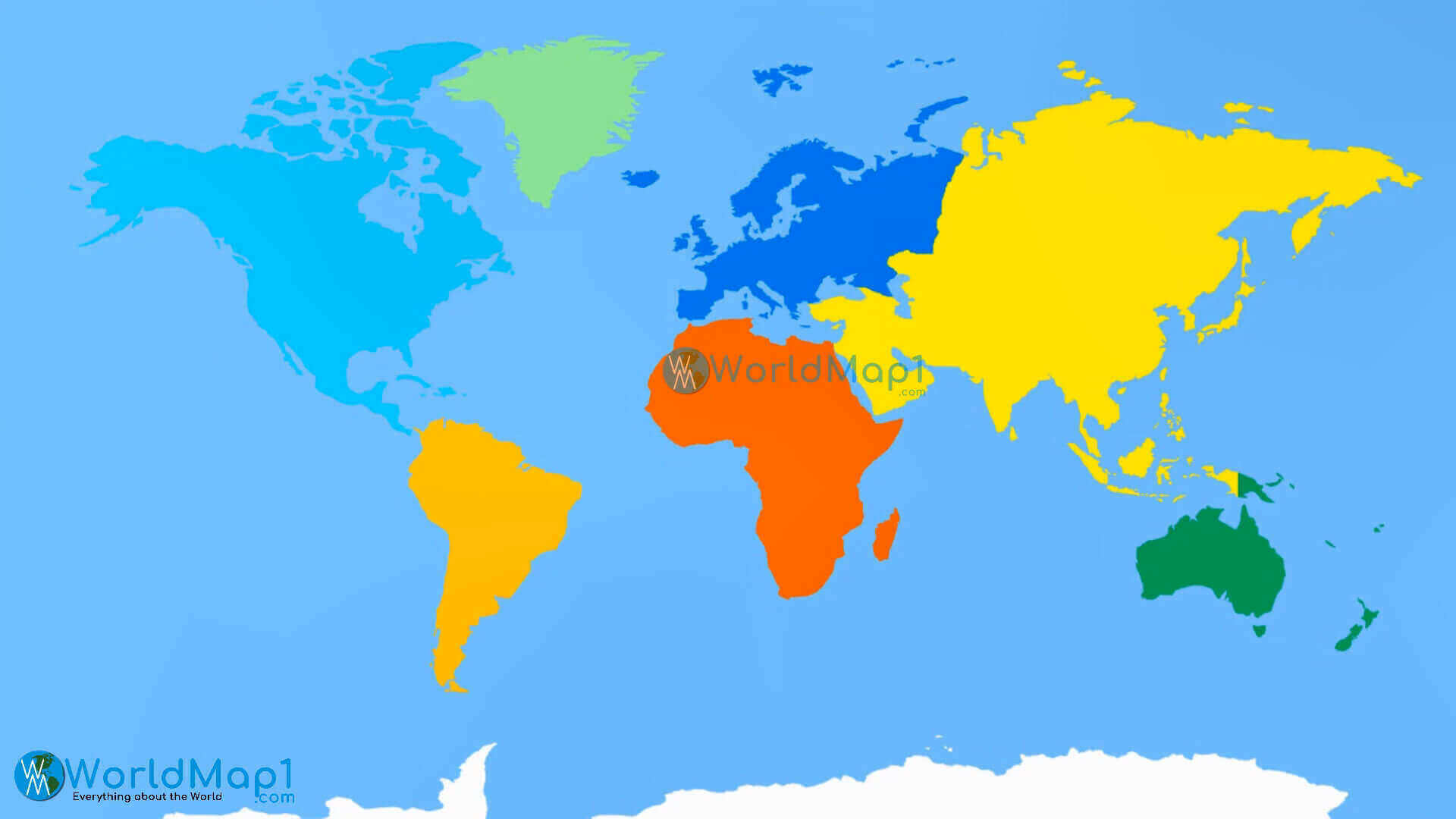 World continents colorful map with countries
