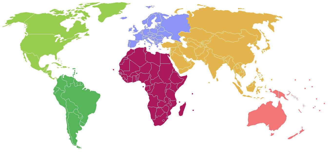 Continents Map of World