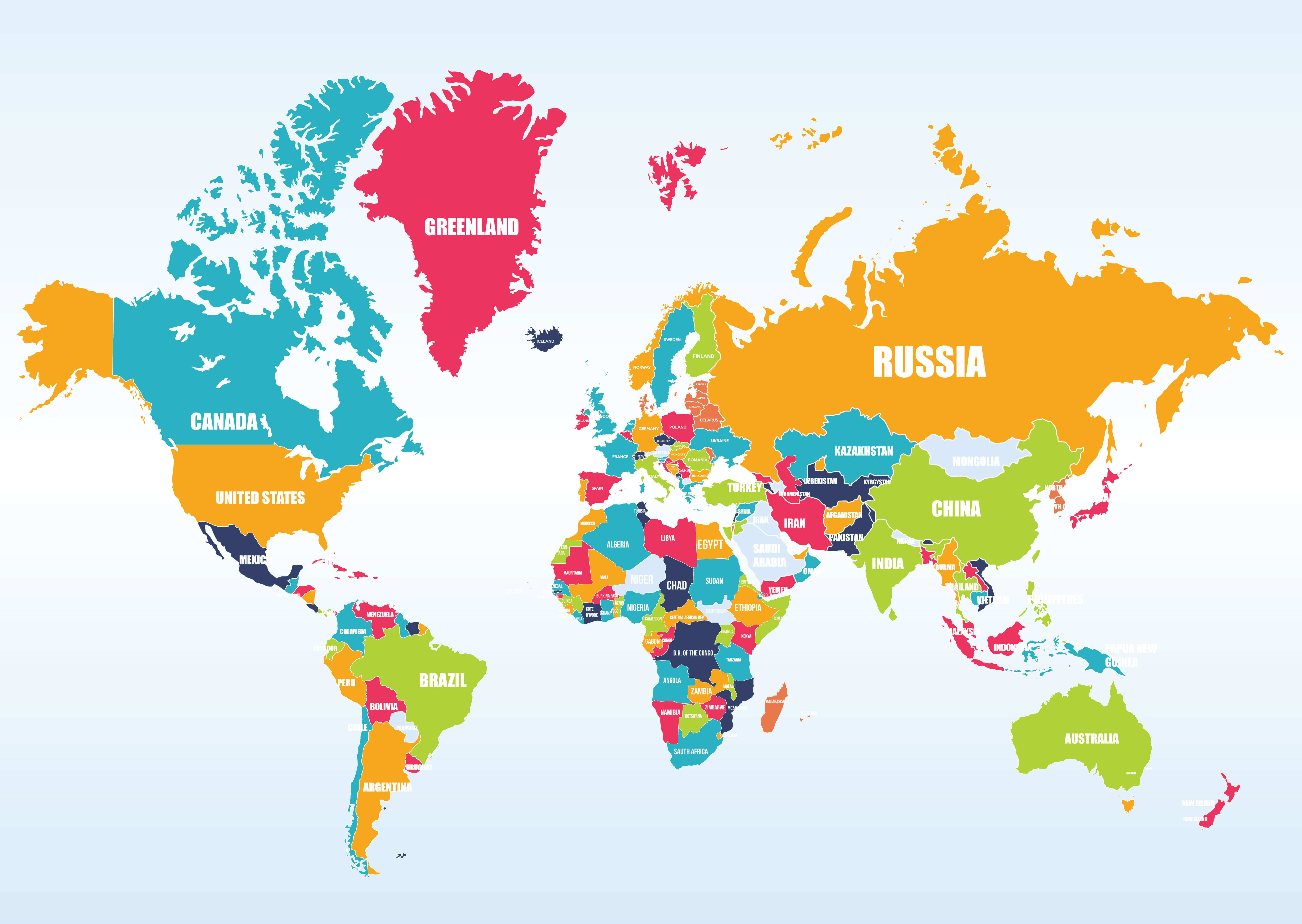Colorful World Map with Countries
