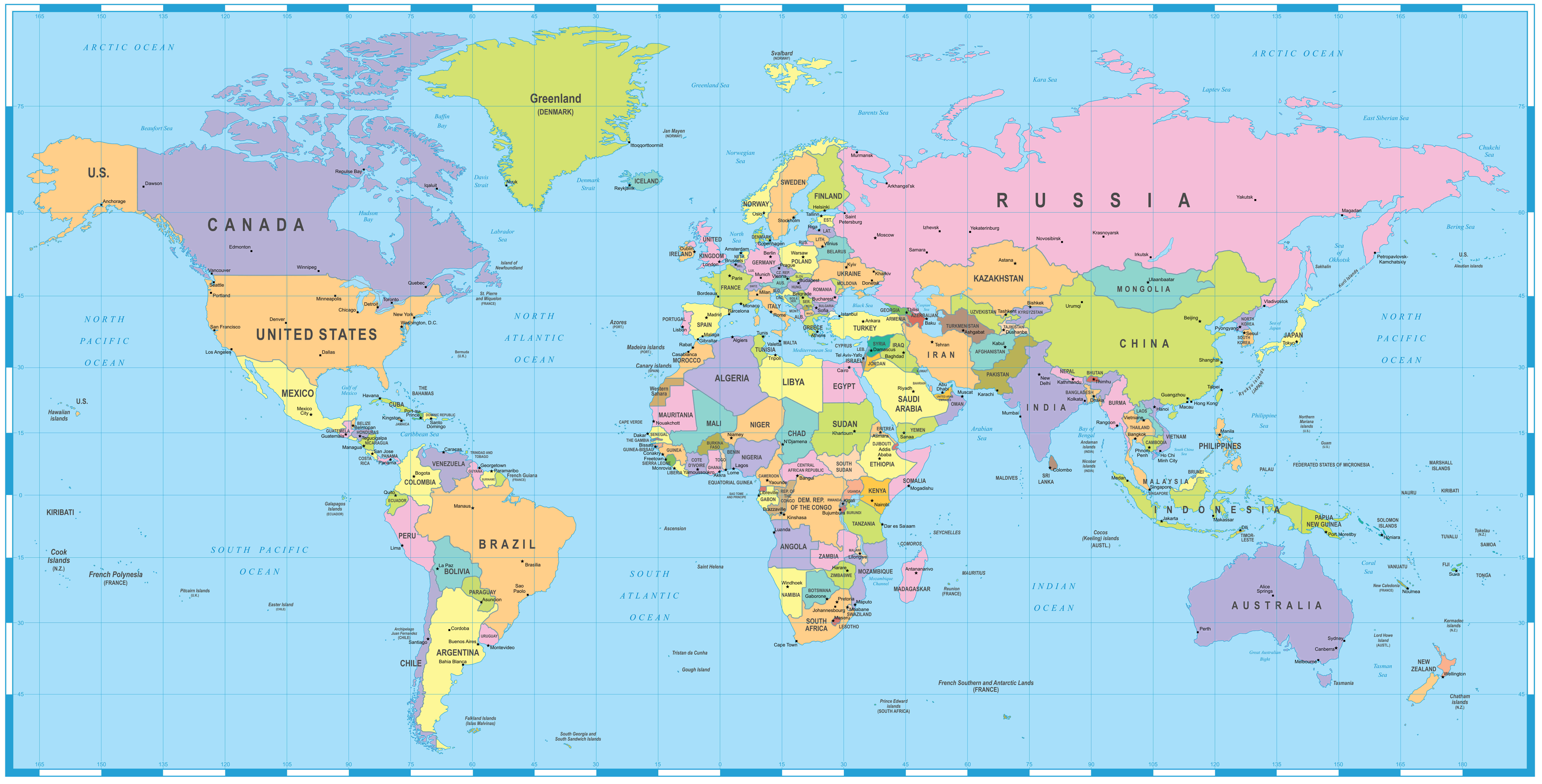 World Countries and political map