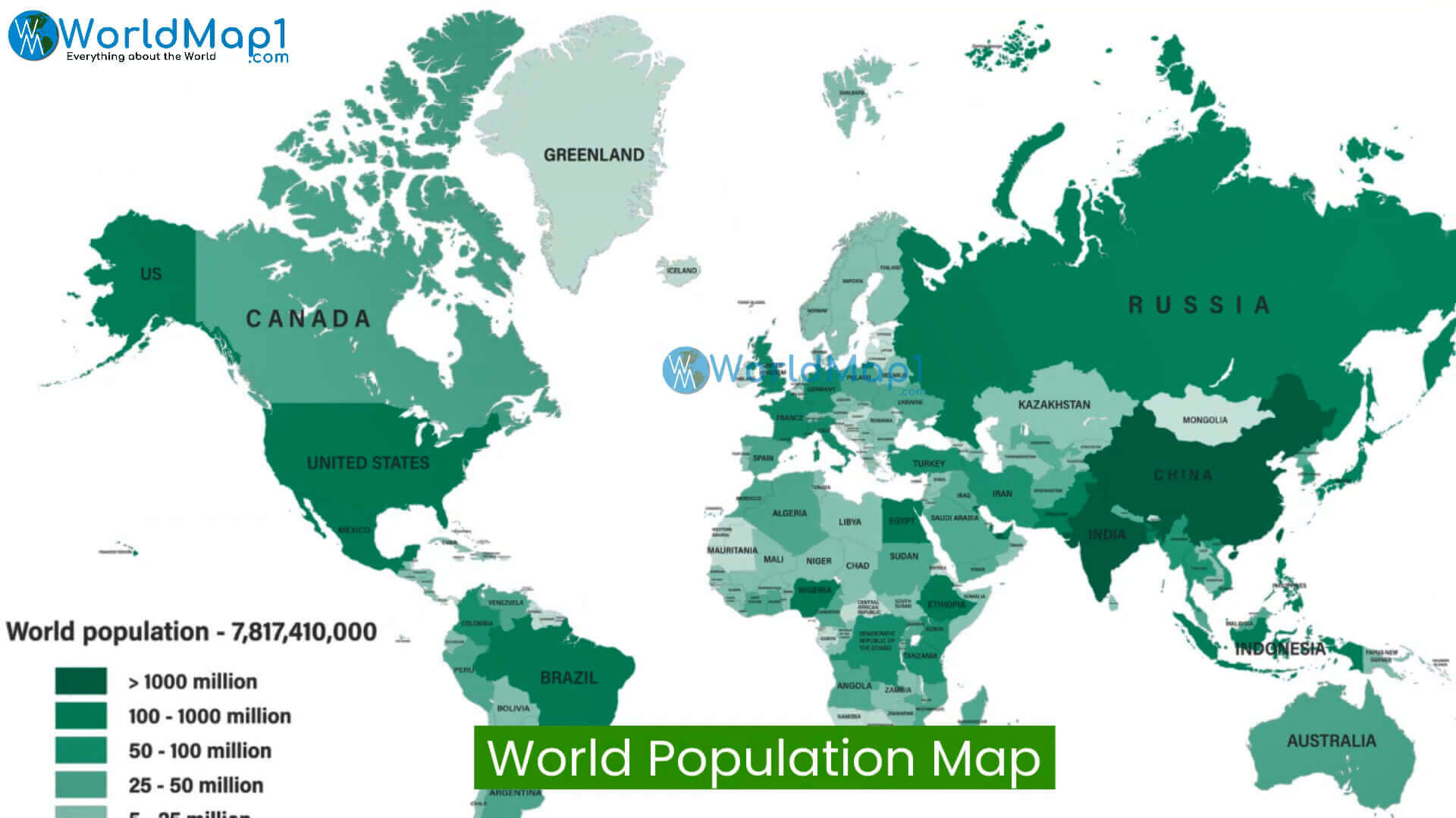World Countries population map