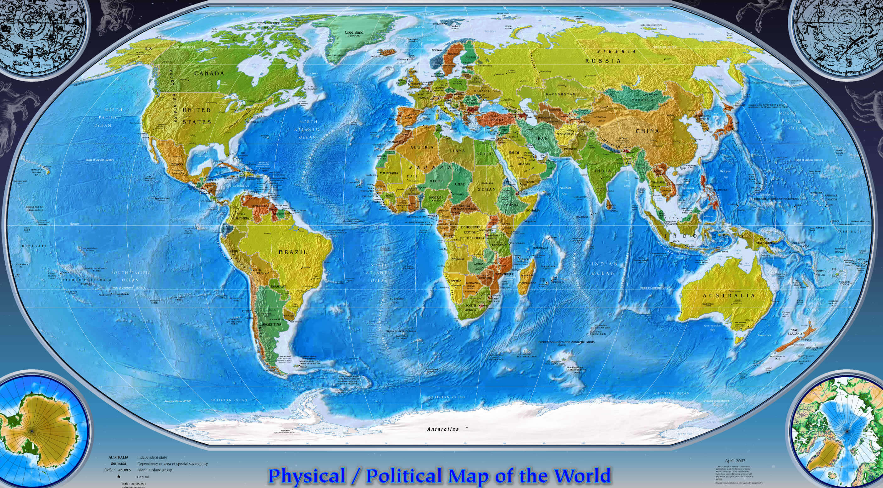 World Countries relief map