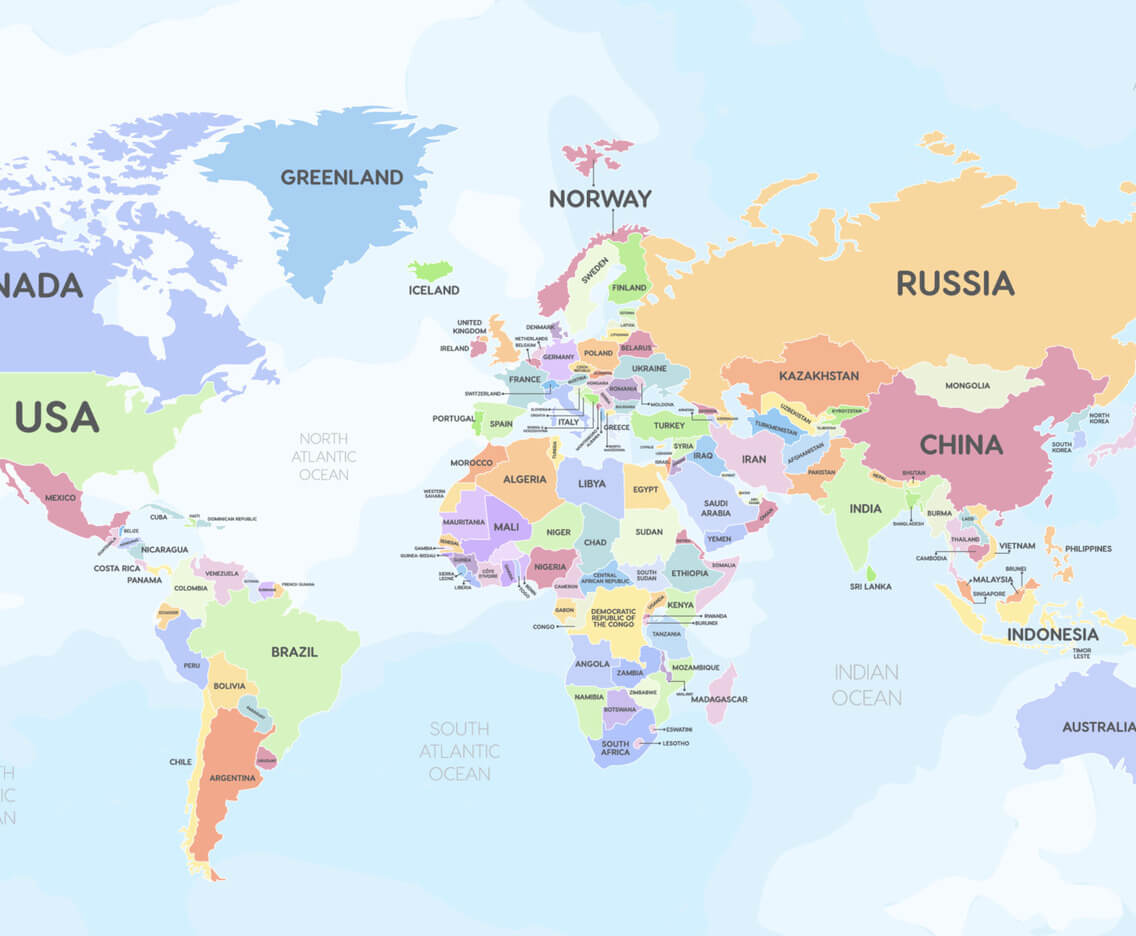 World Detailed Map 28 Detailed World map with country names
