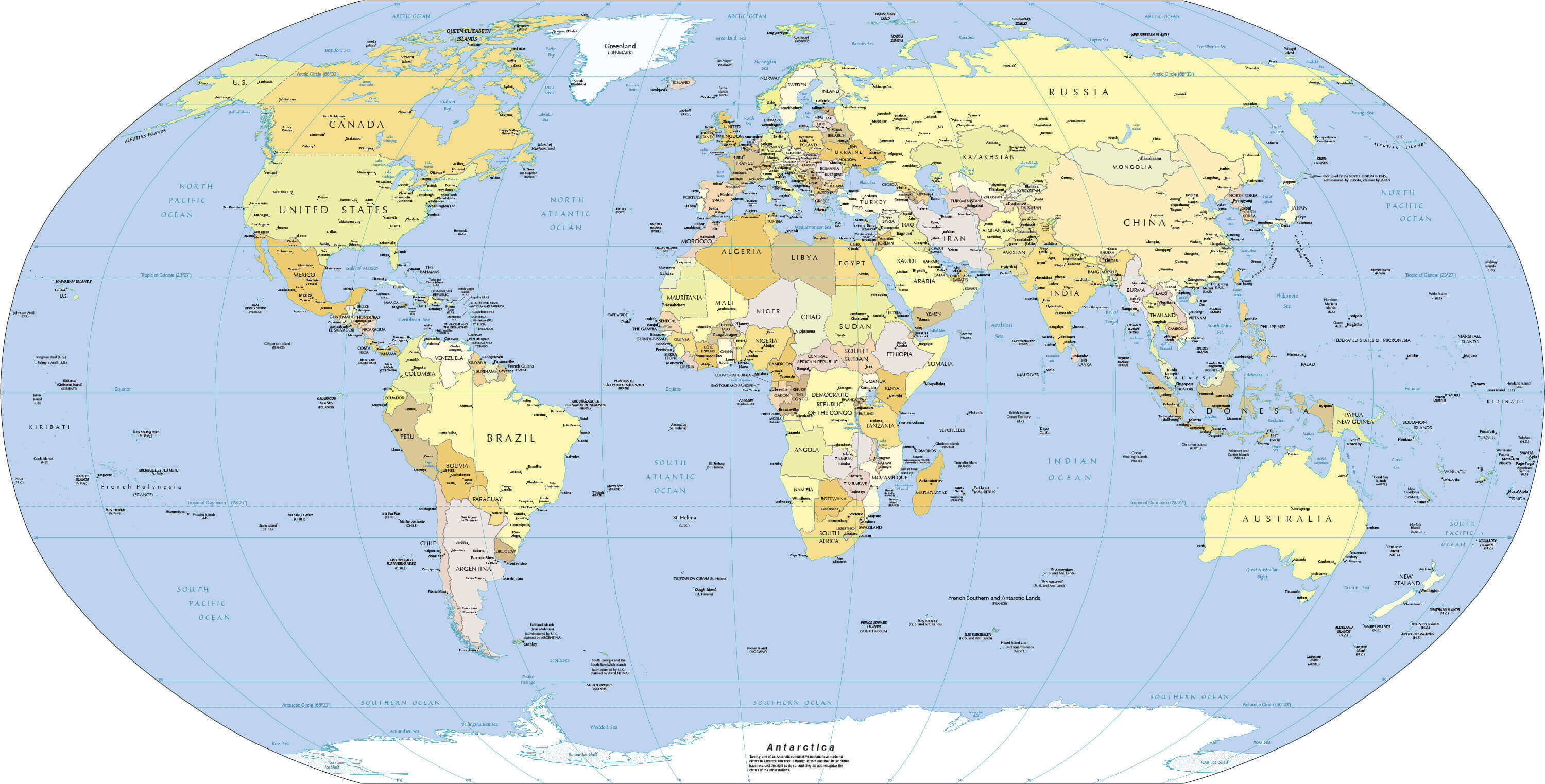 Download political map of the World with major cities