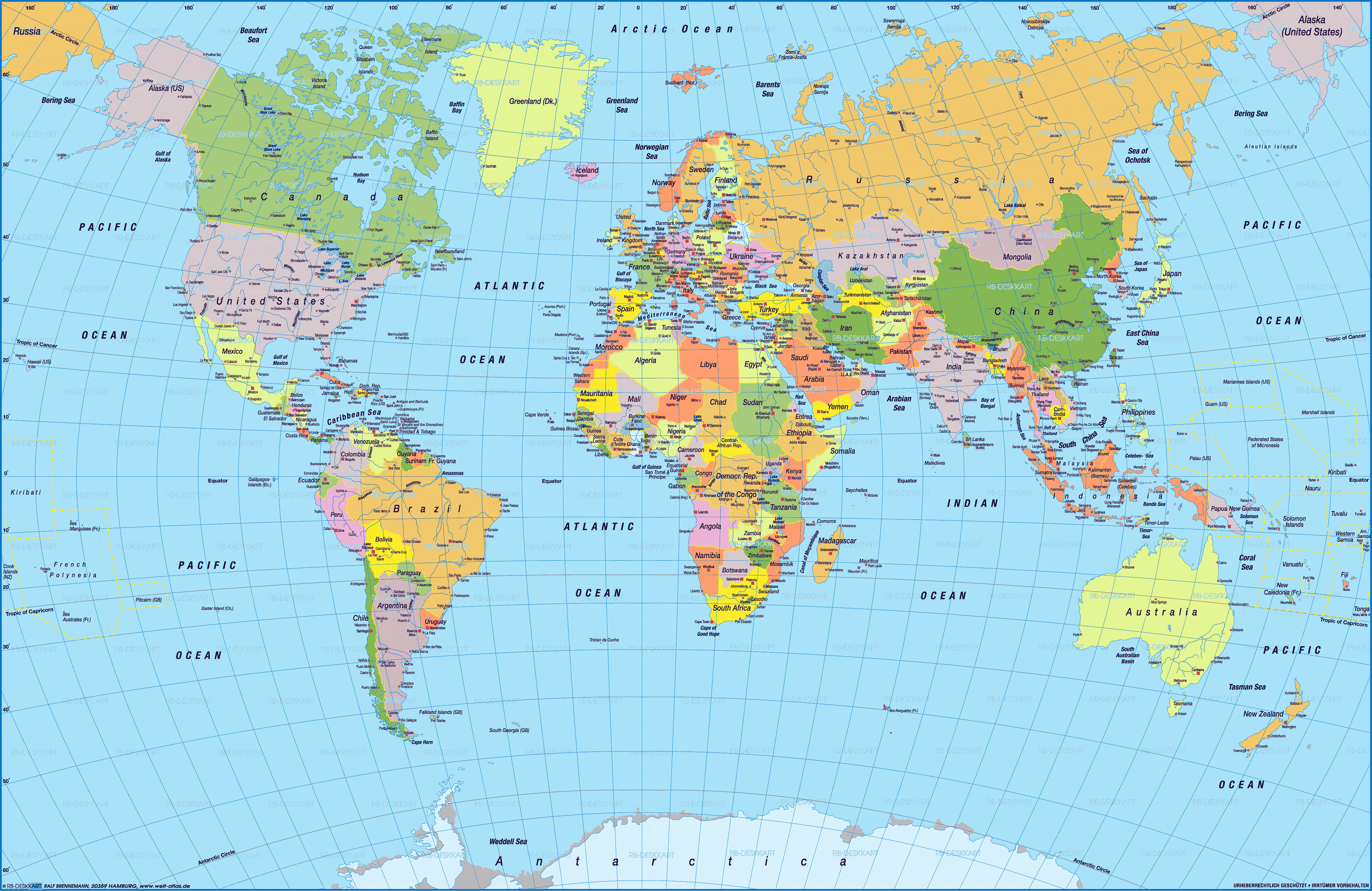 World Topographic Map Guide of the World