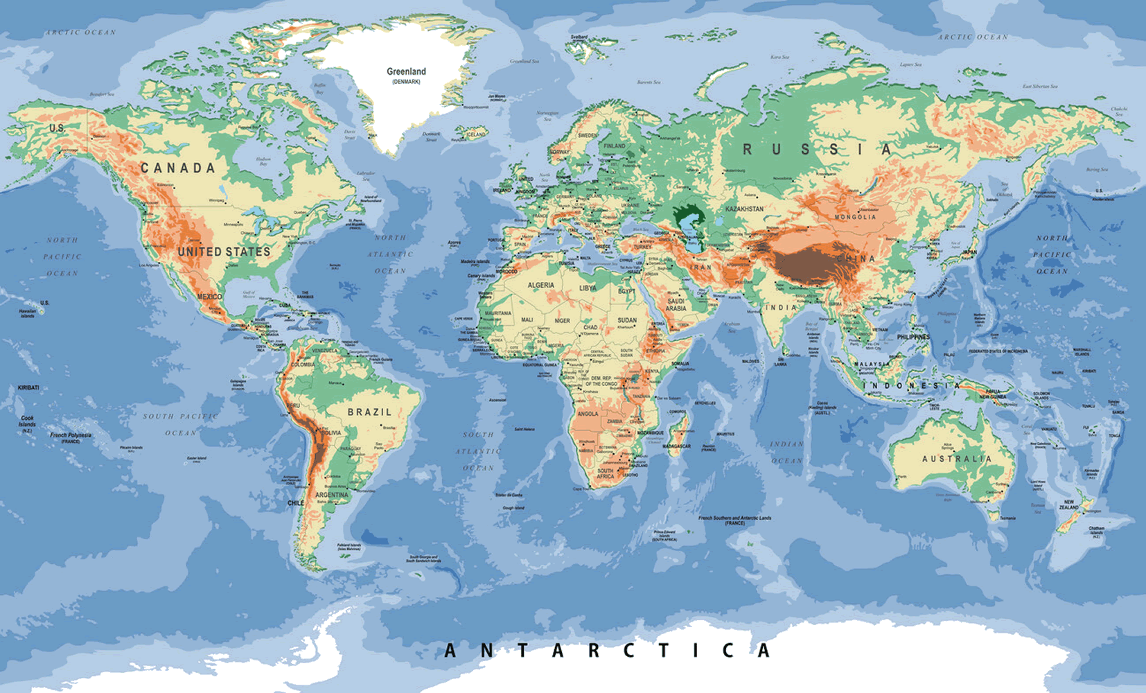 Map colorful geographical map of the World