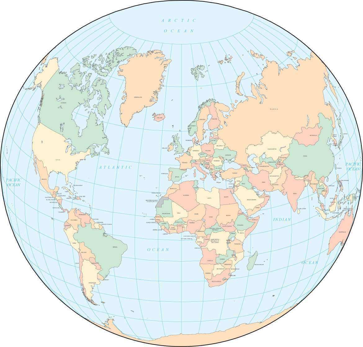 Globe map of the World