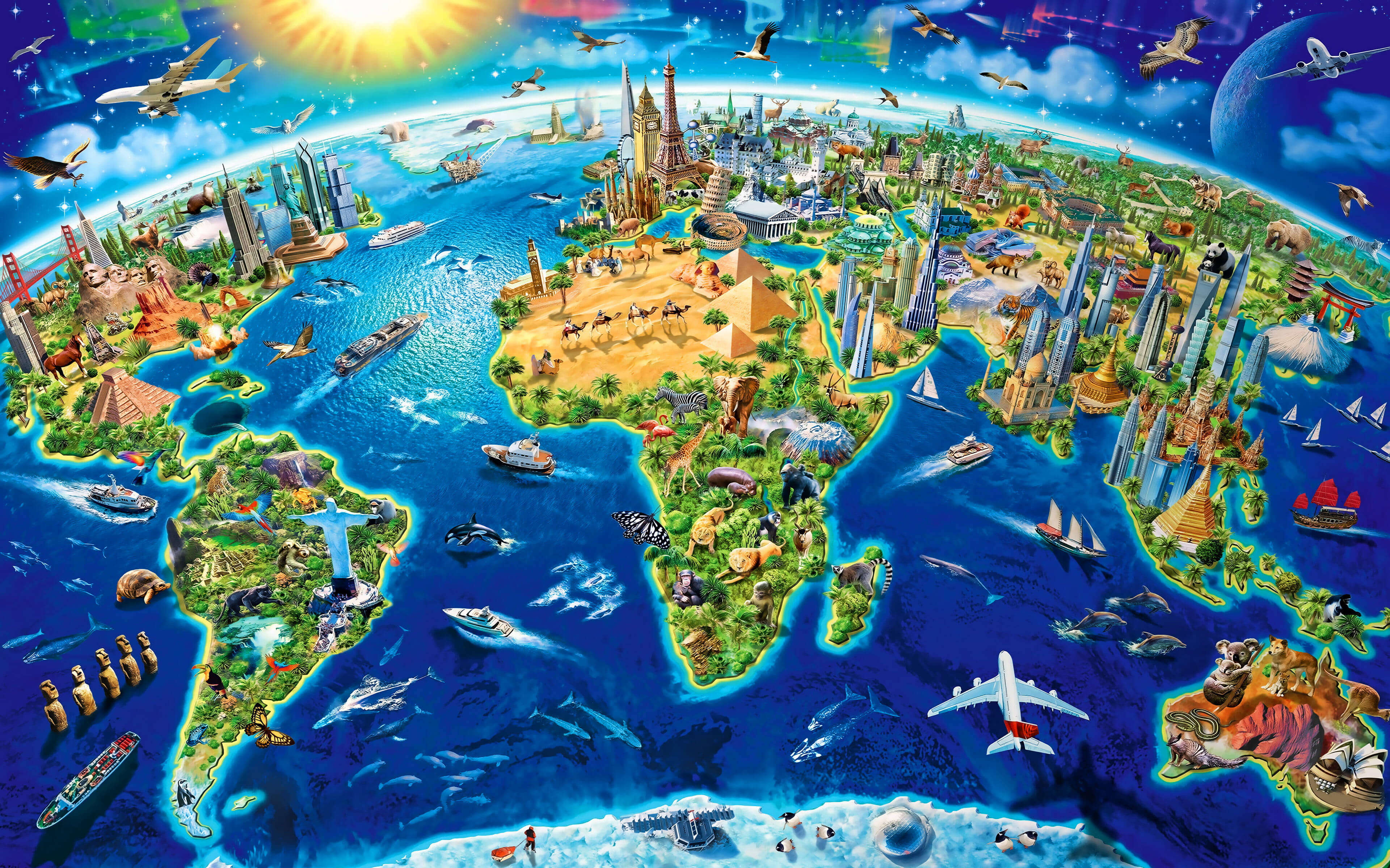 High Resolution 3d aerial World map