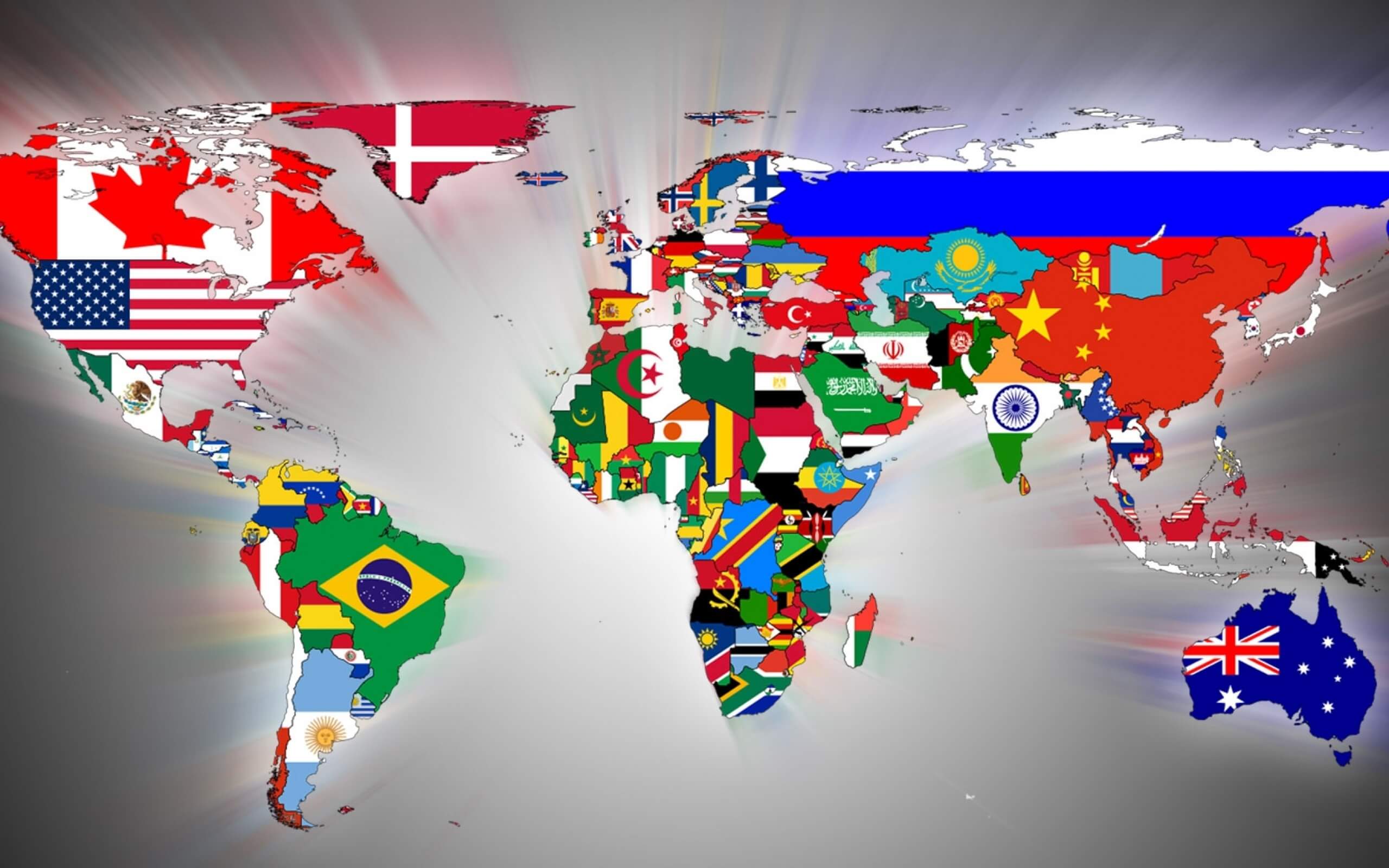 High Resolution World flag map wallpaper