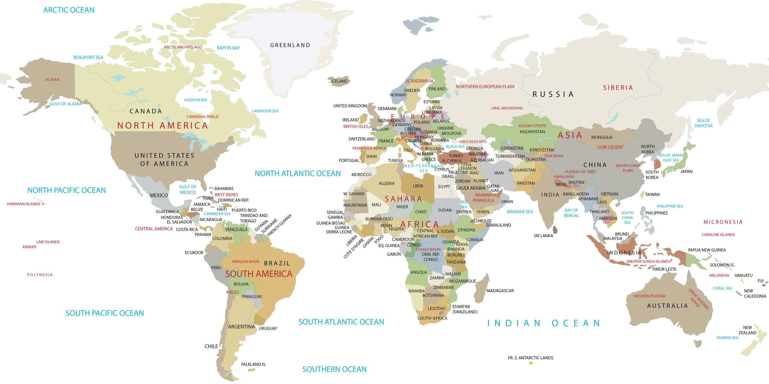 High Resolution World map