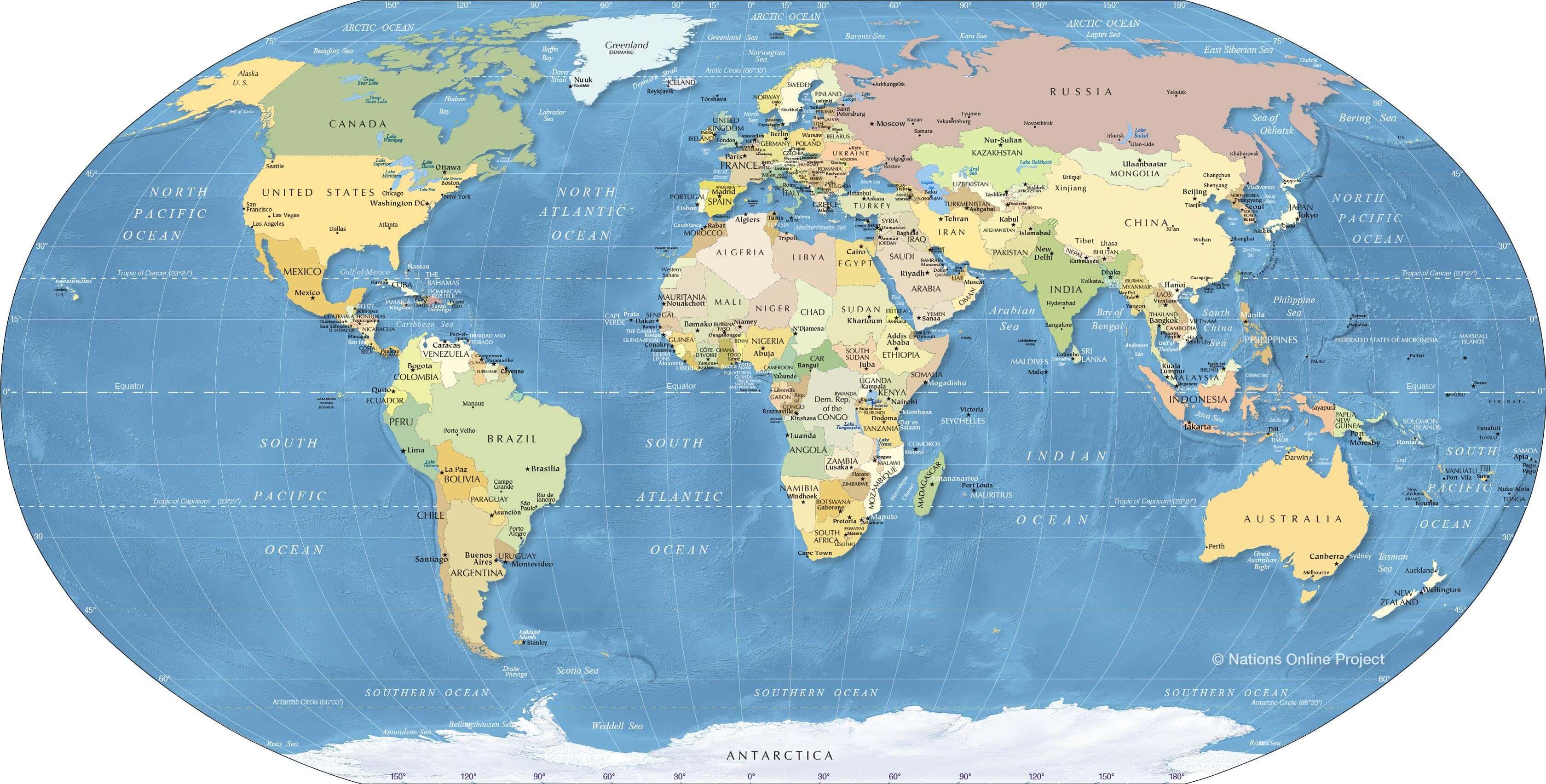 Political World map with High Resolution