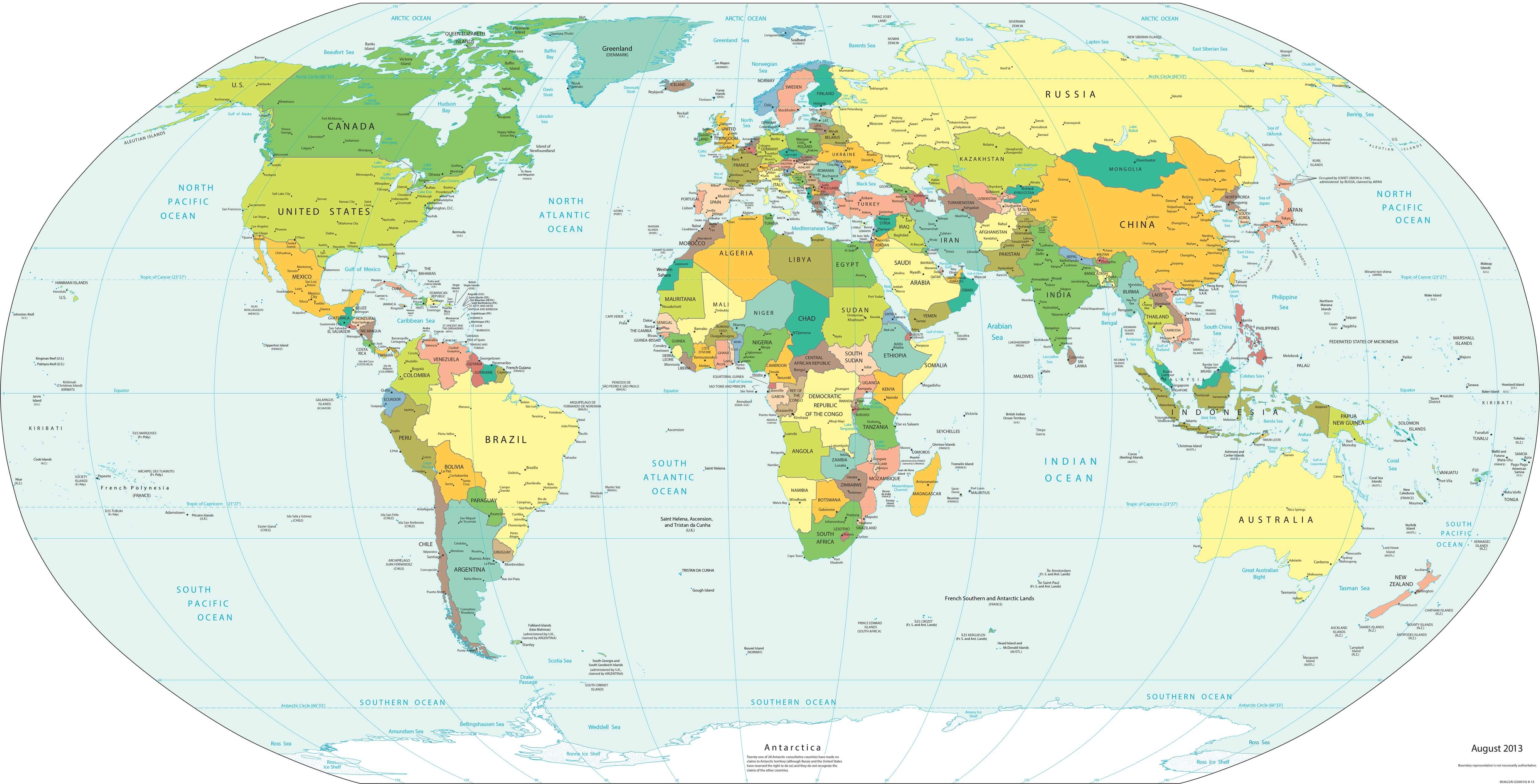 World countries national map with High Resolution
