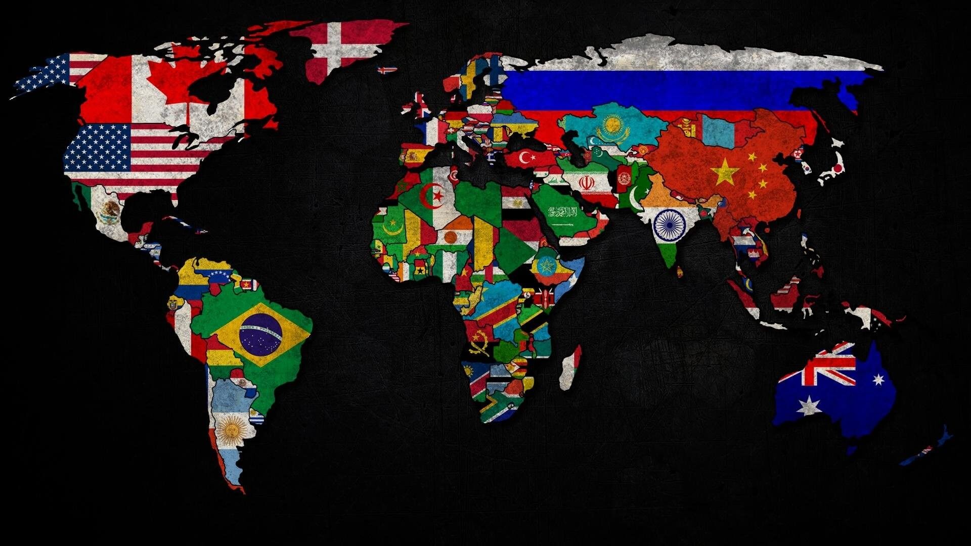 World flag map wallpaper High Resolution with countries
