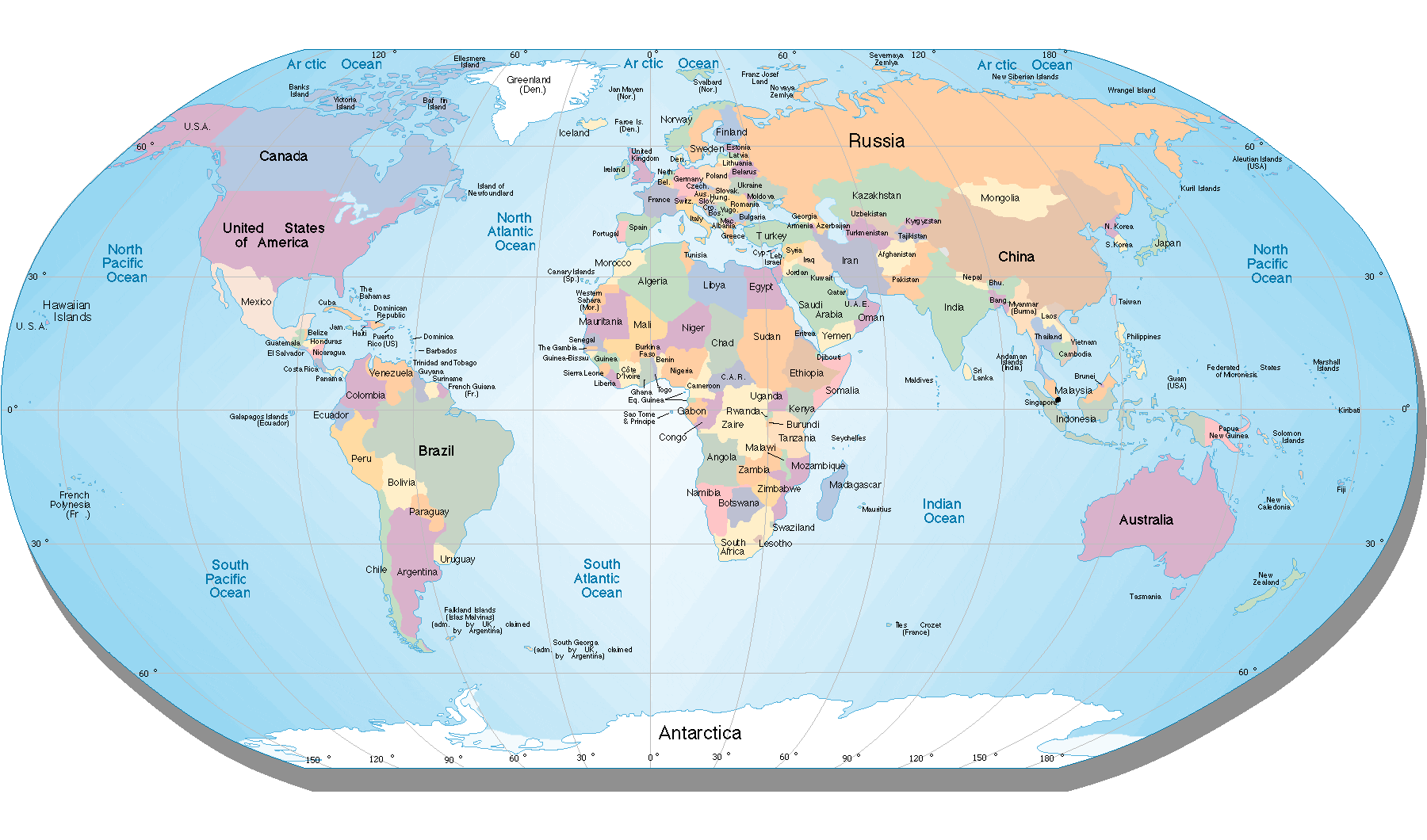 World political map with High Resolution