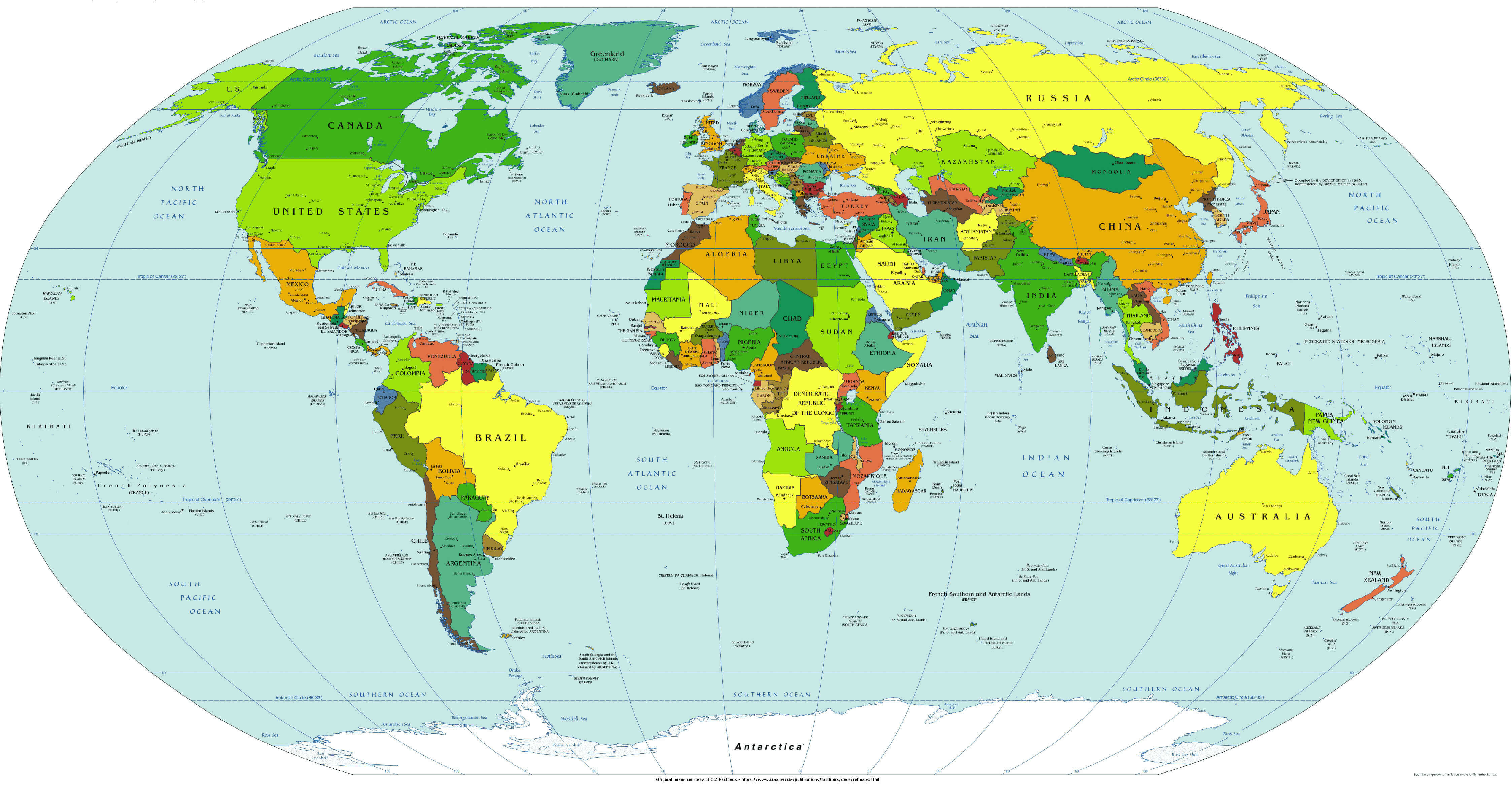 Large World map in english