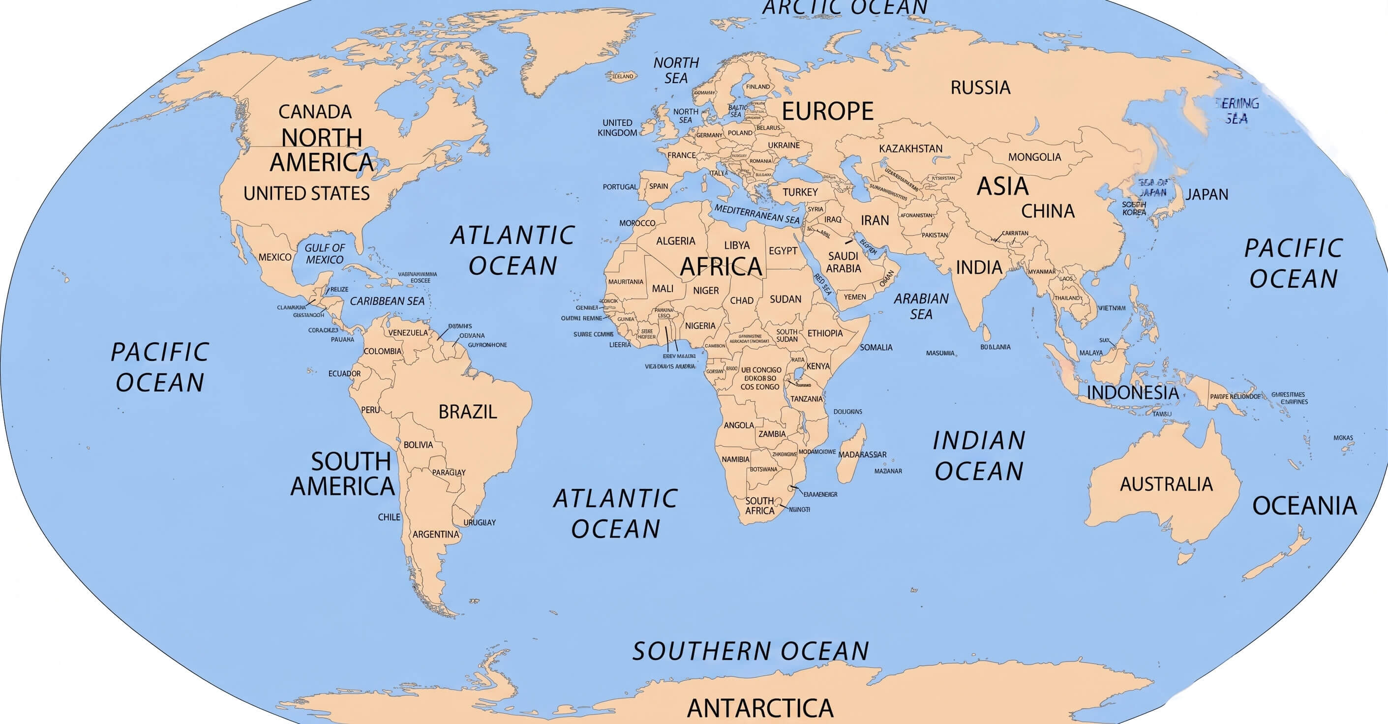 Blank World map with country colors