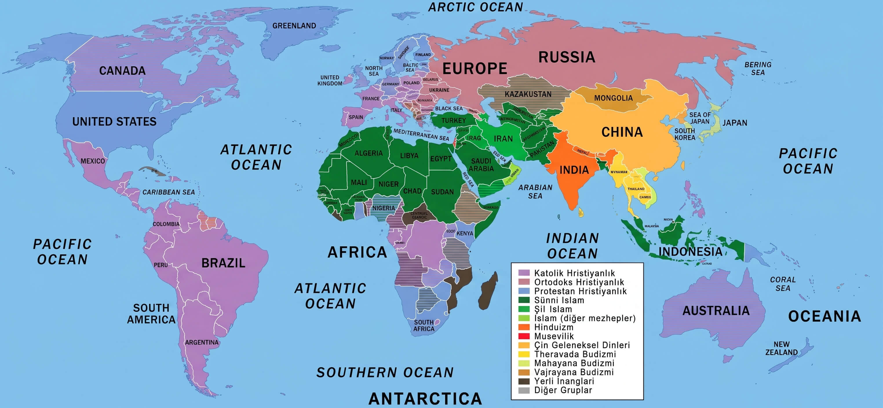 Colorful World countries political map
