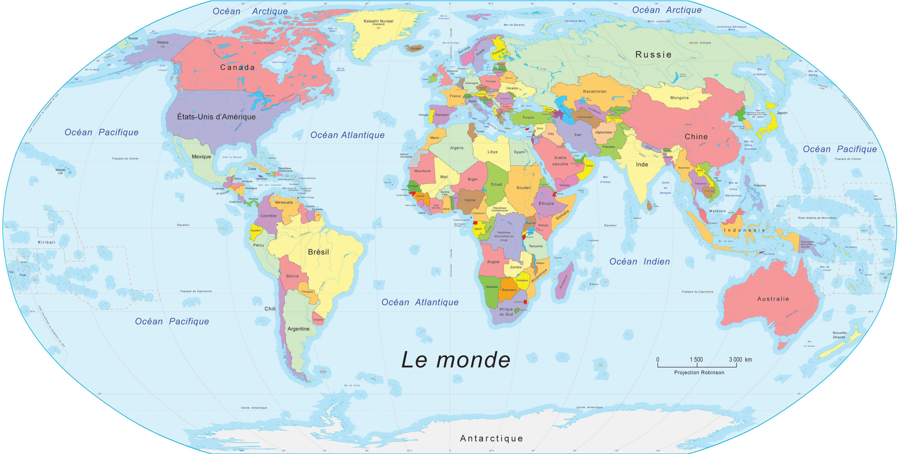 French geographical World map