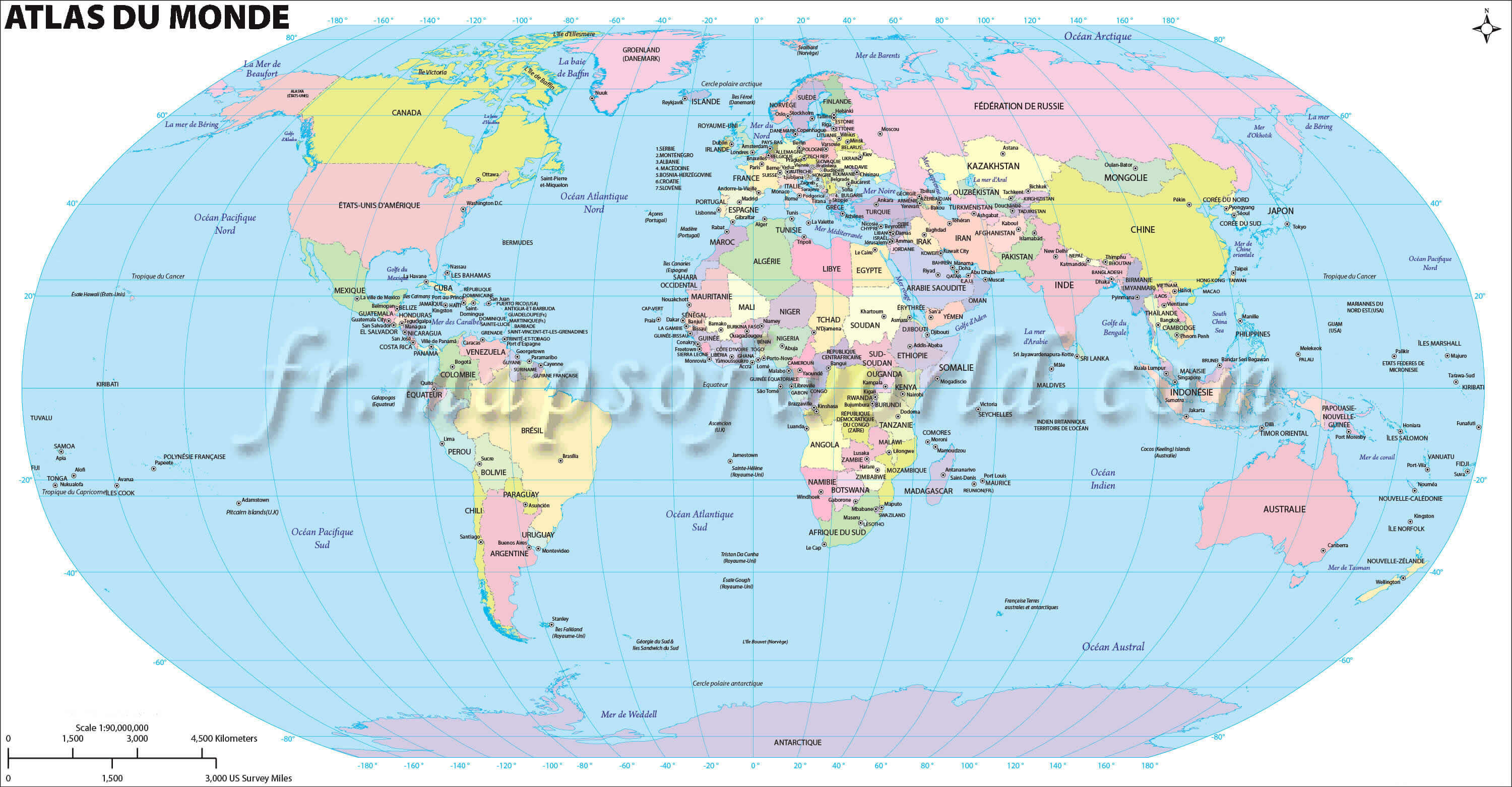 French World atlas map