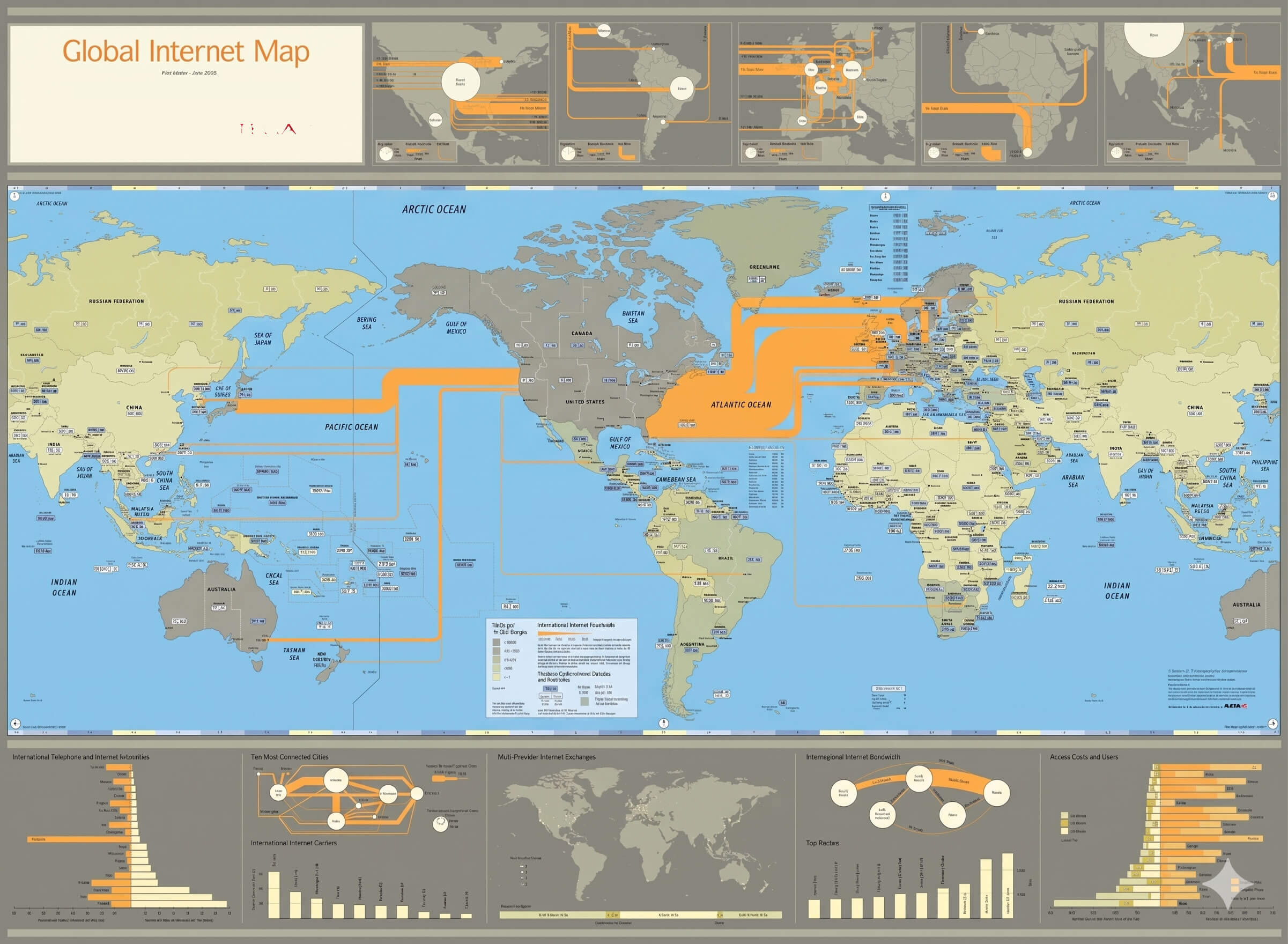 Global internet connectivity World map