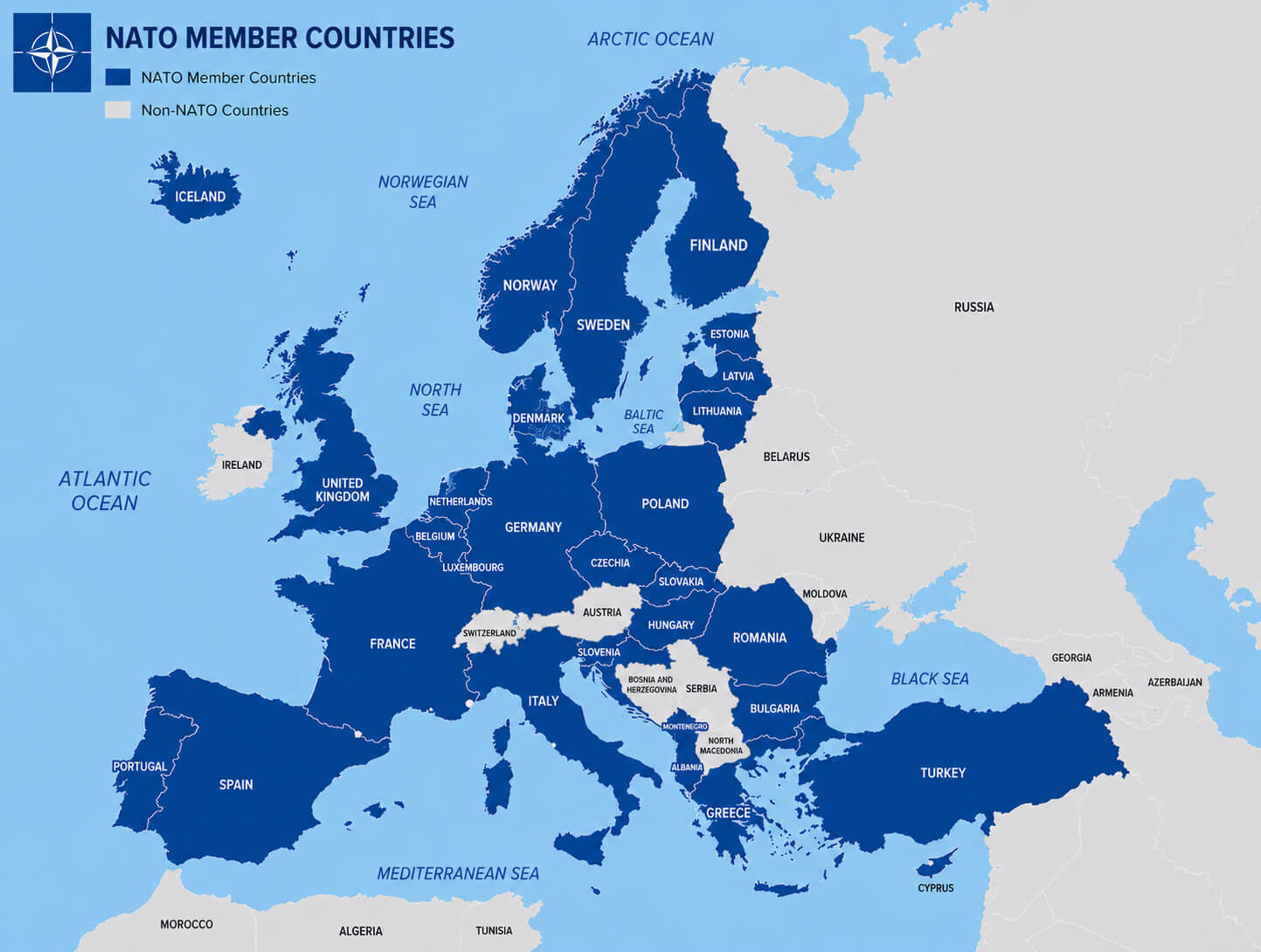 Current NATO members map