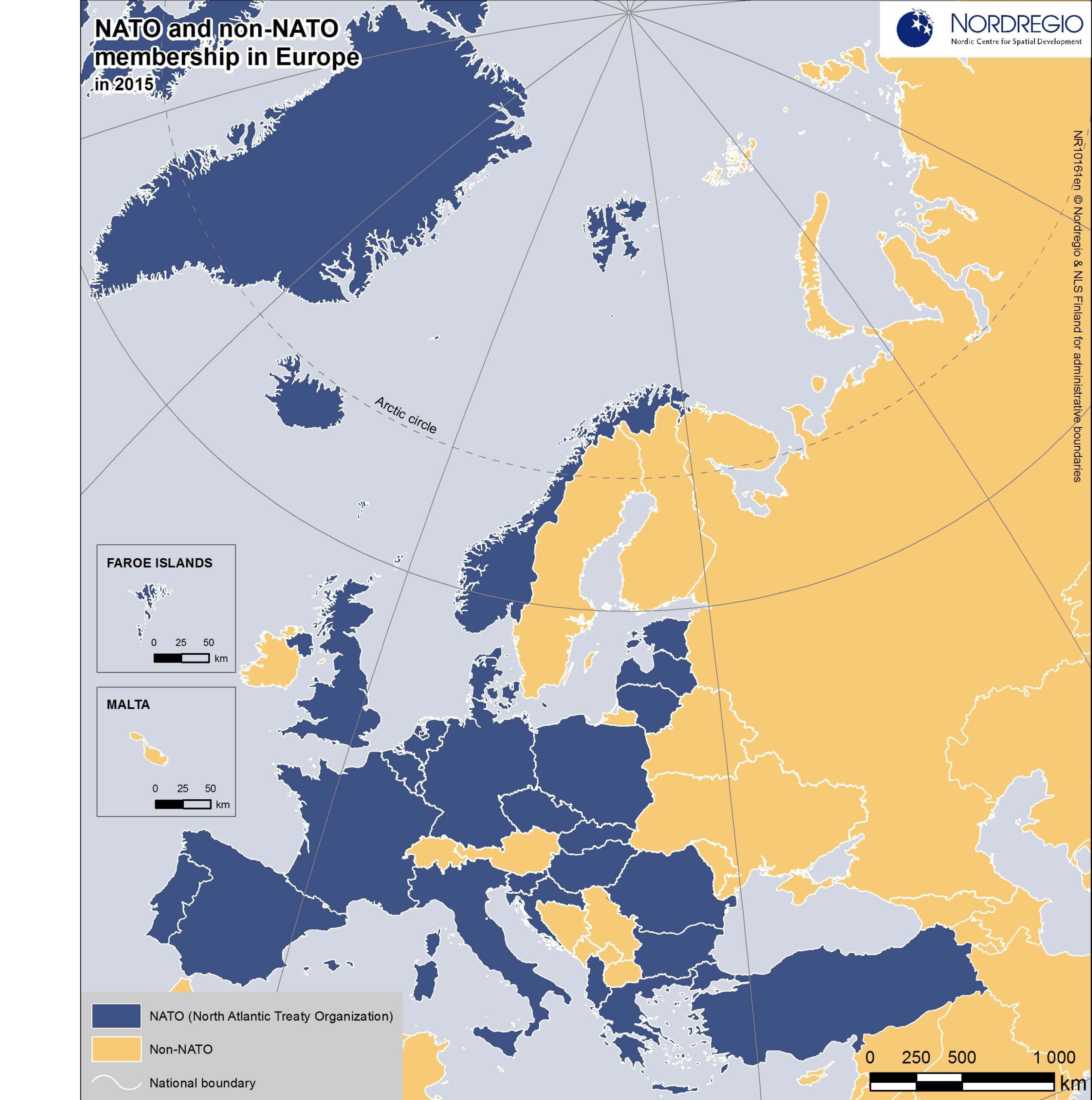 NATO and non NATO countries map in 2015