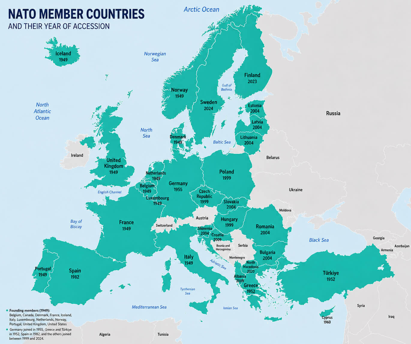 NATO countries map Europe