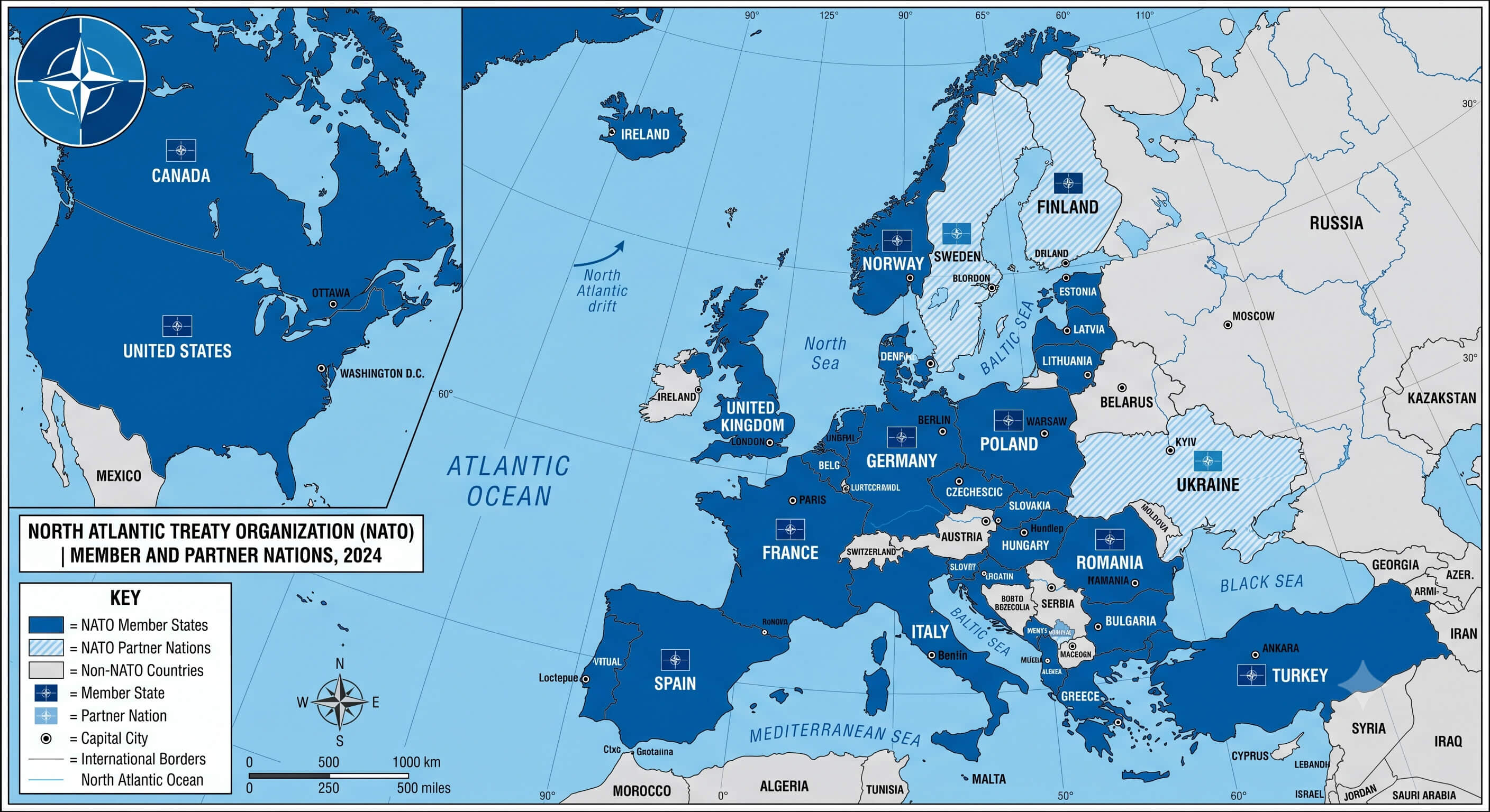 NATO member countries map Europe