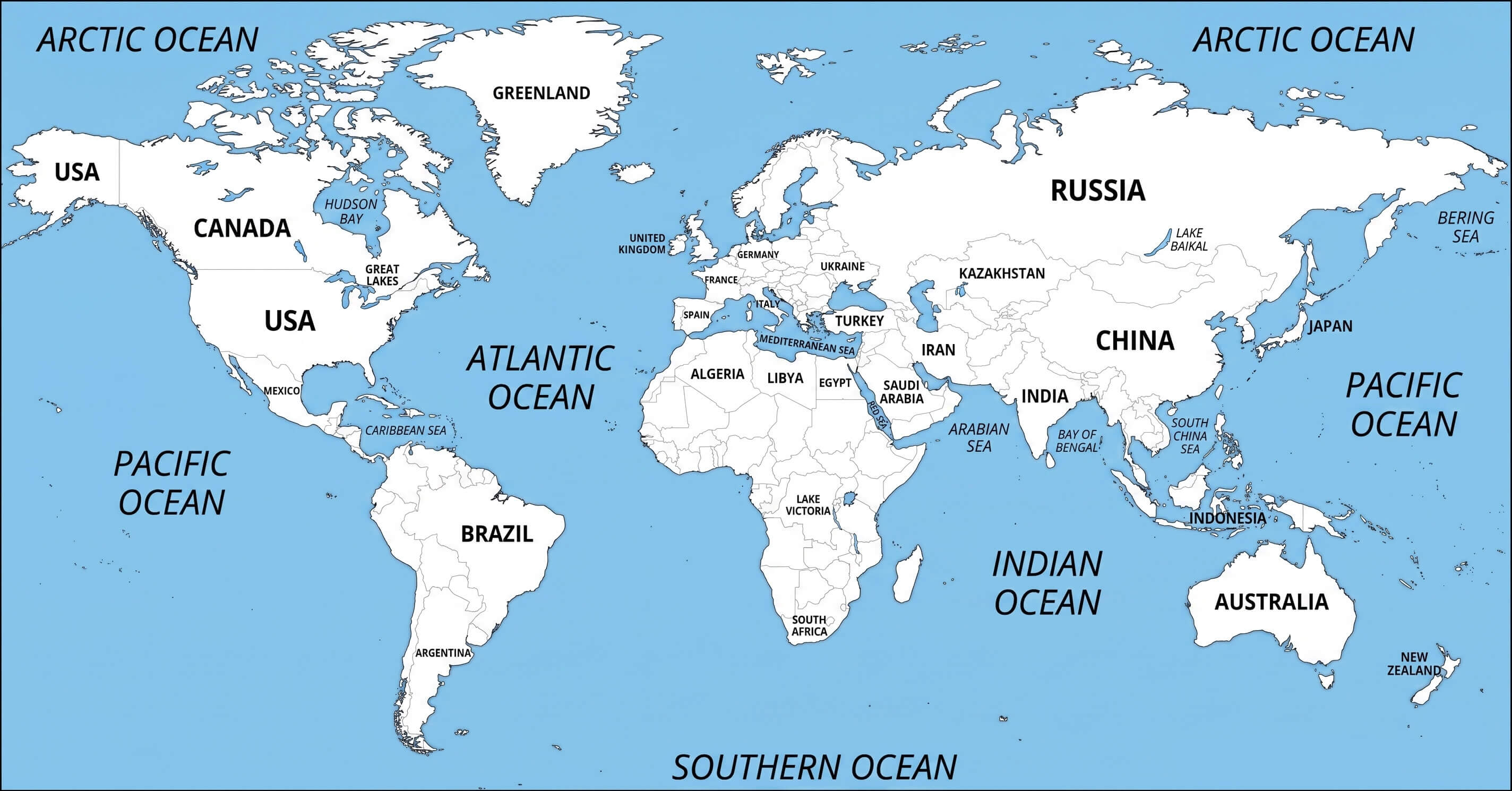 Modern World outline geography map
