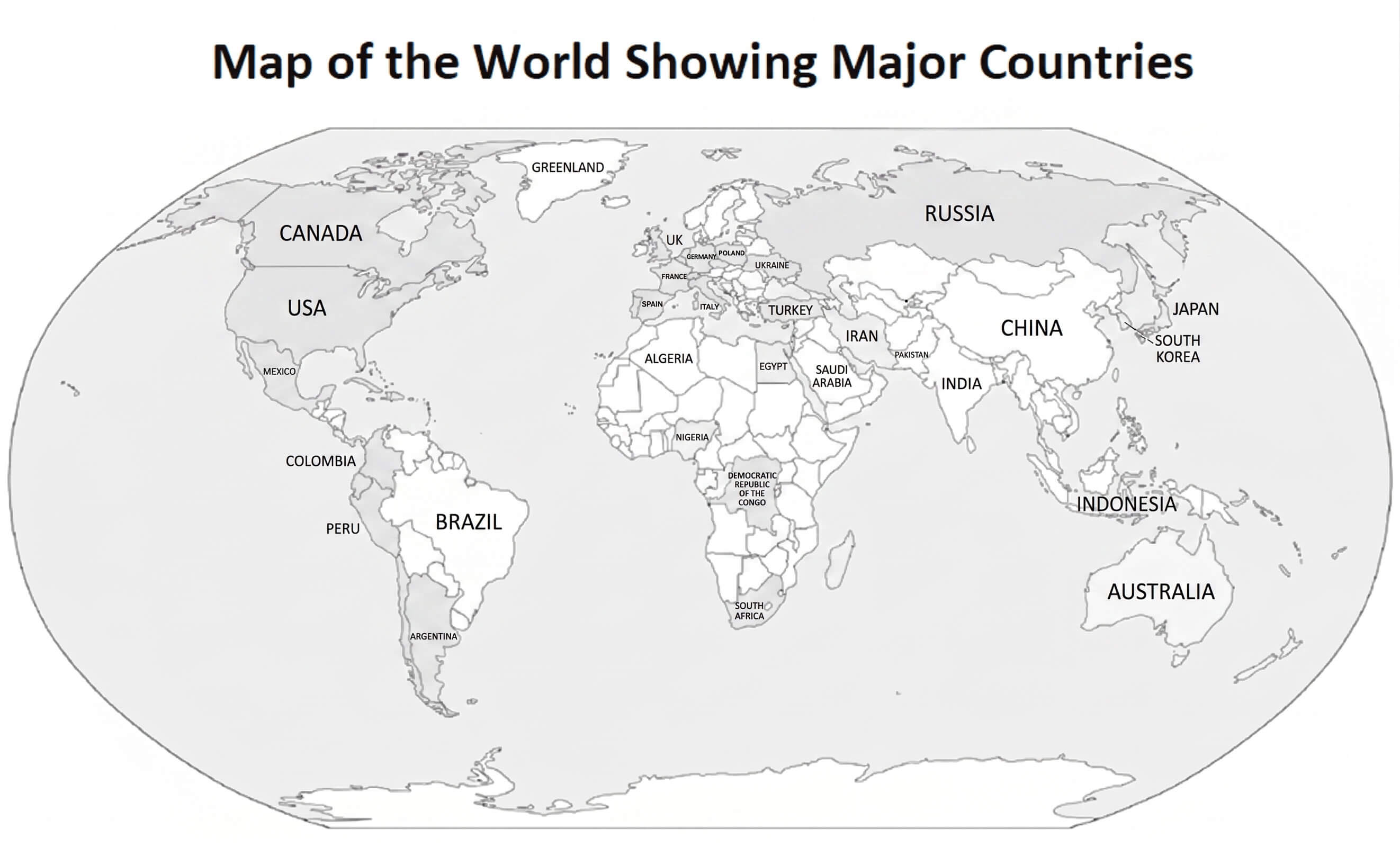 Simple World outline major countries map