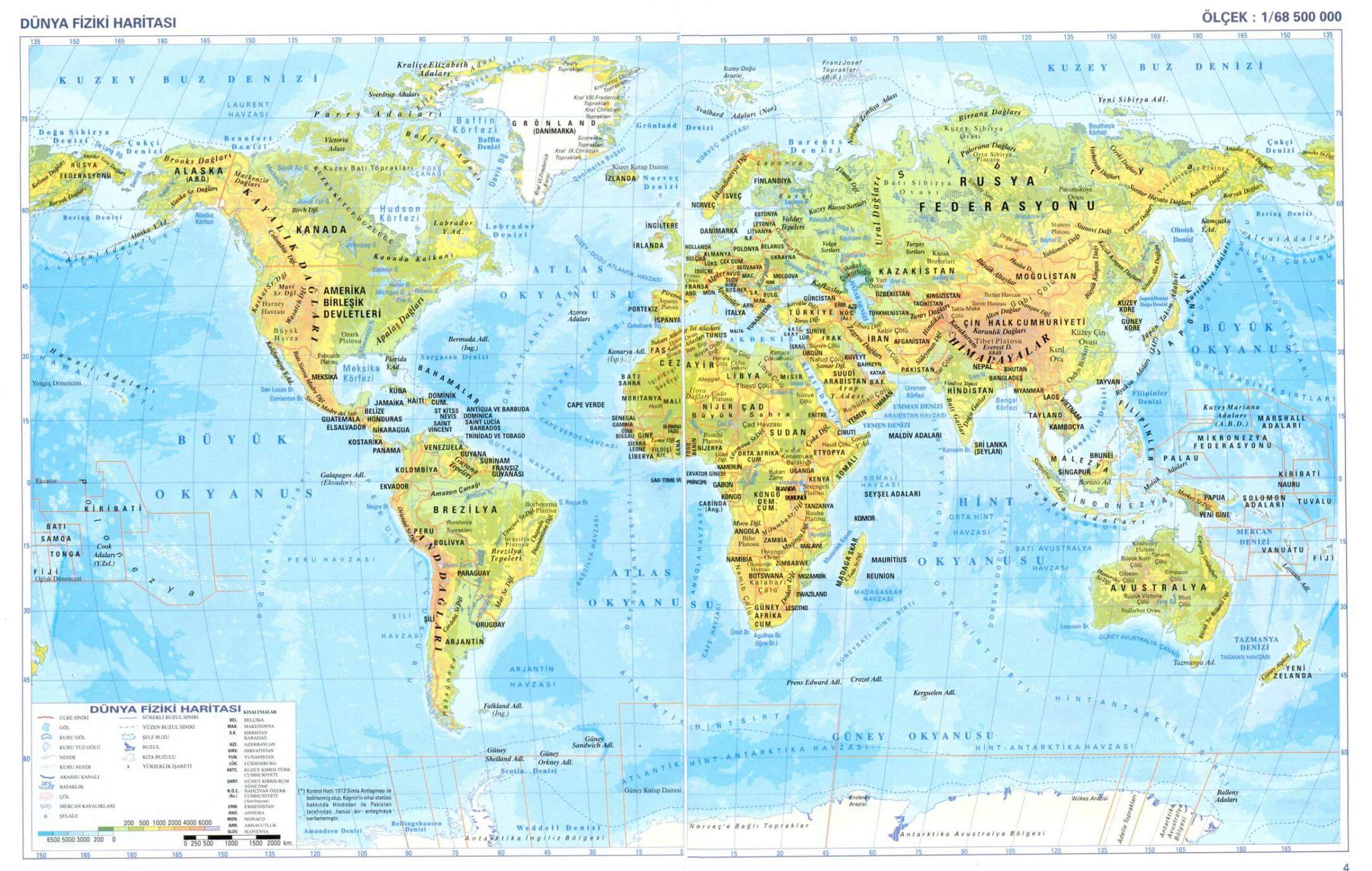 Map of Physical World Map ǀ Maps of all cities and countries for