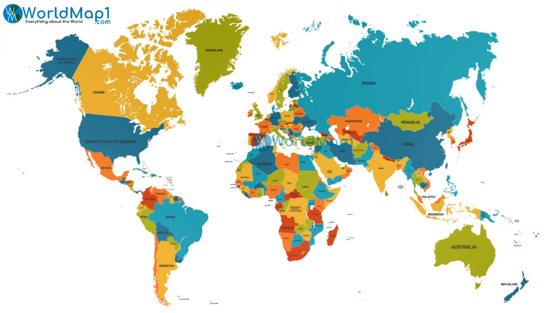 Political map of the World with country borders