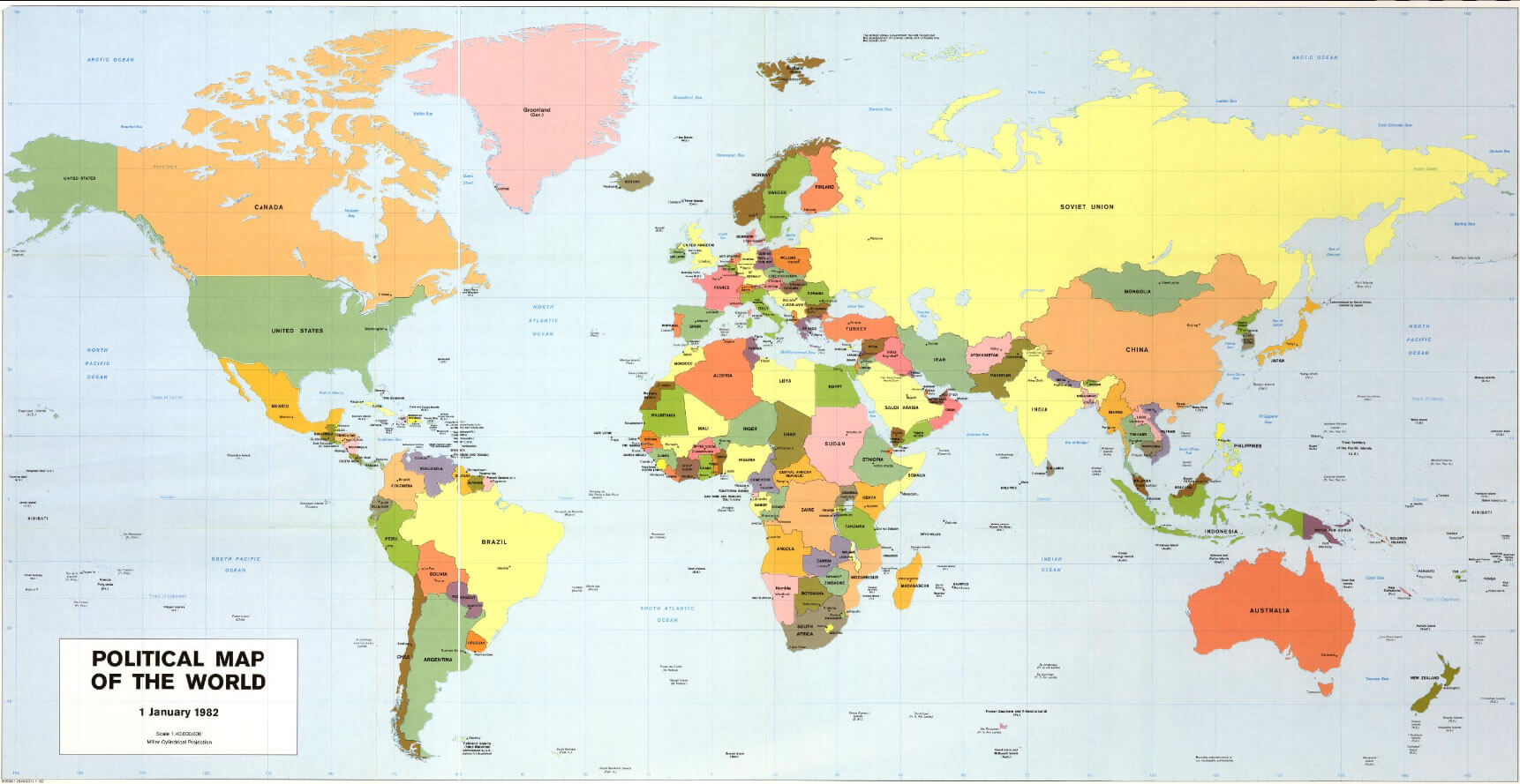 Political map of the World with country names