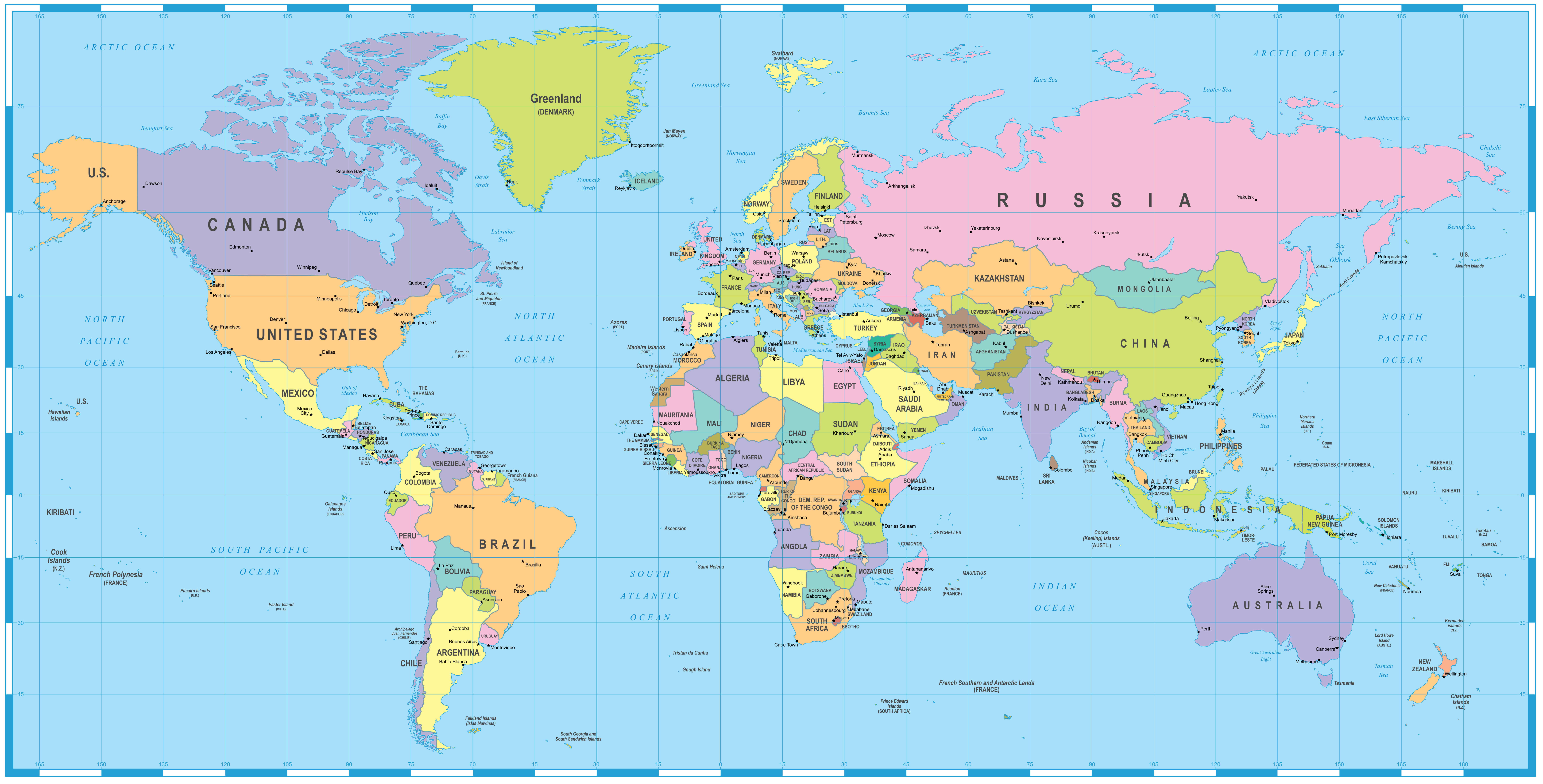 World national and political map