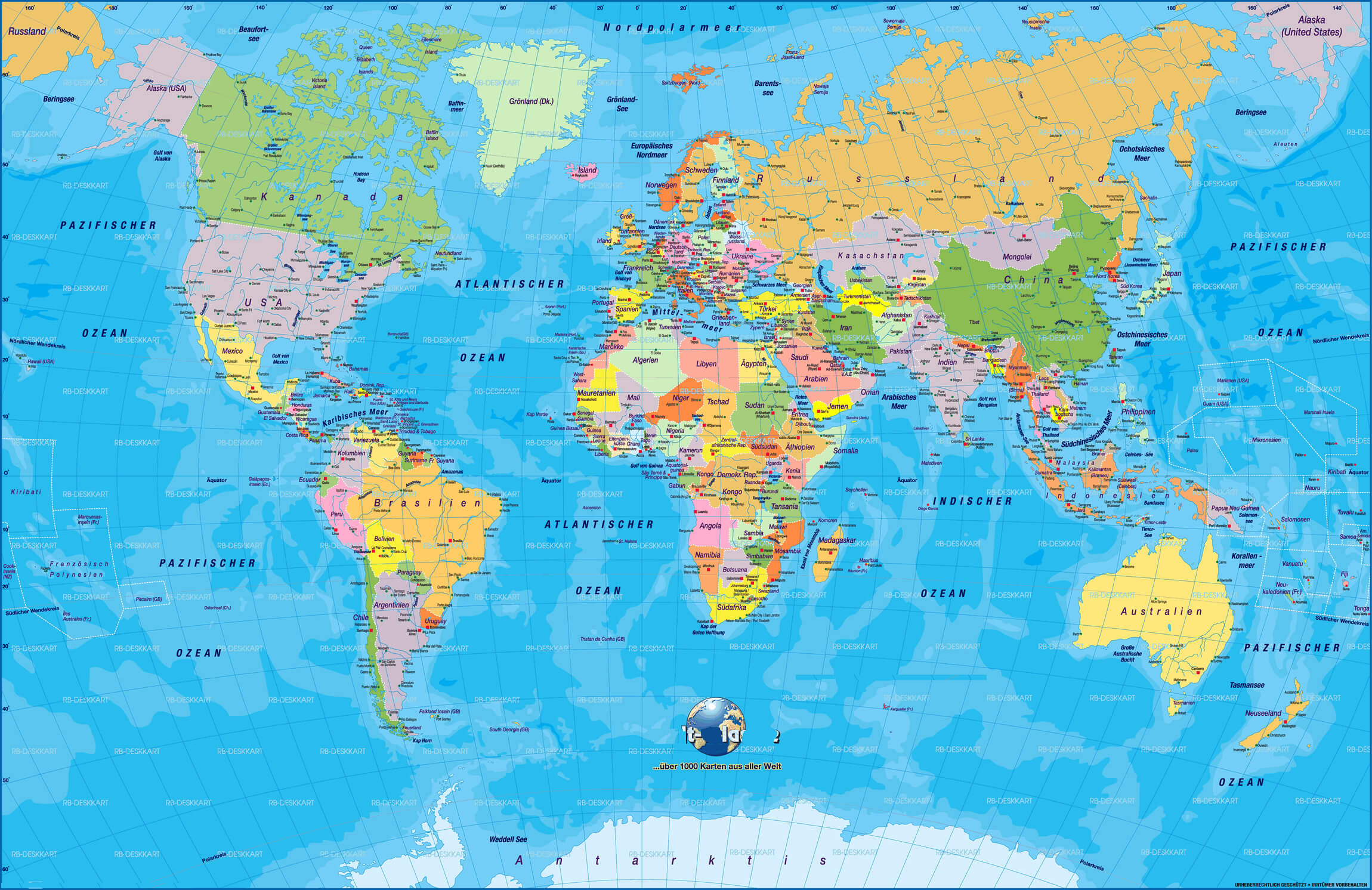 World political map in German